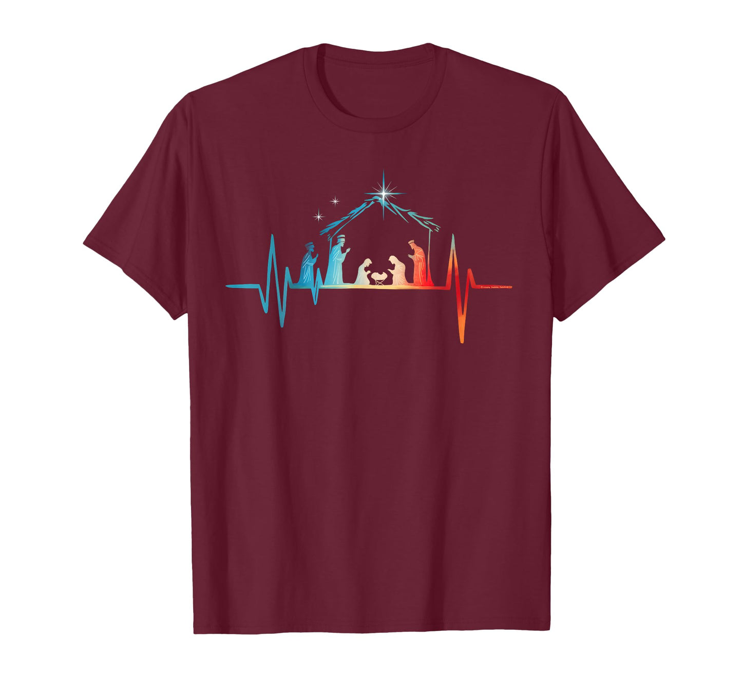 Christmas Nativity Heartbeat Birth of Christ Christian T-Shirt