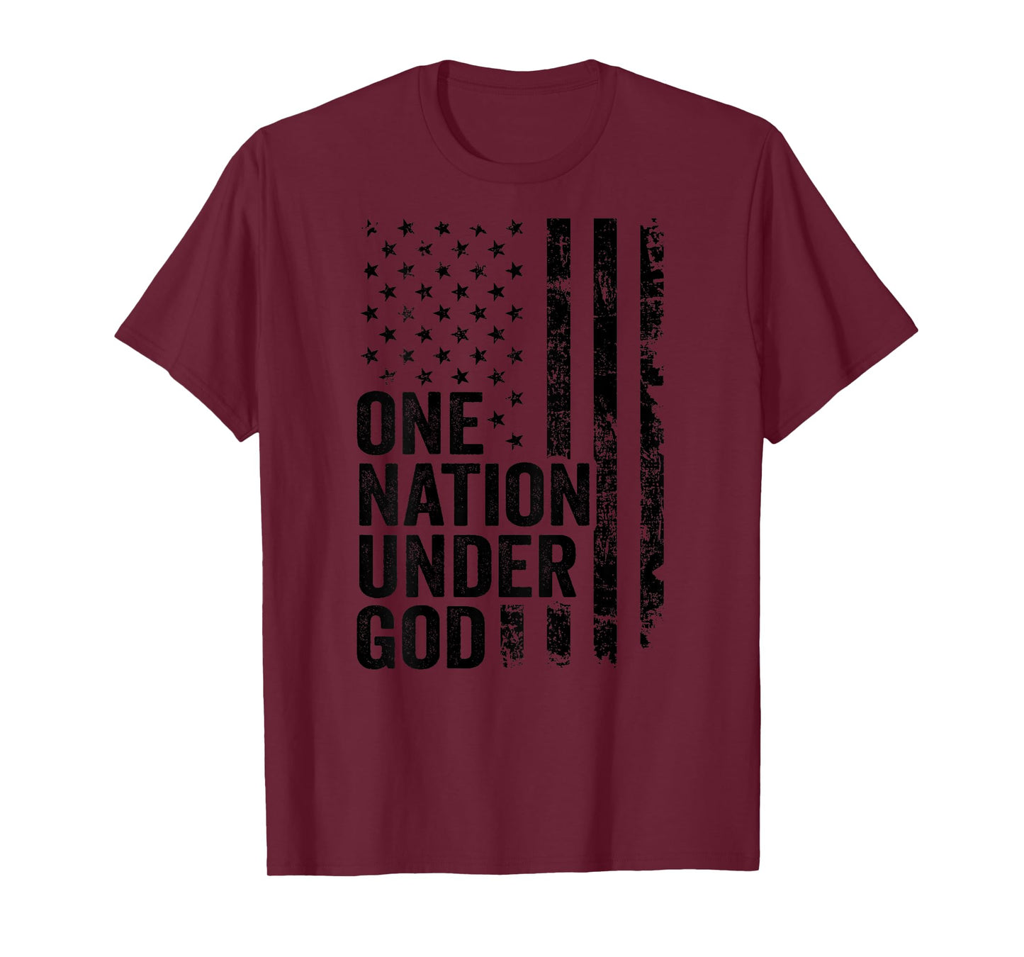 One Nation Under God - Christian Faith USA Flag (ON BACK) T-Shirt
