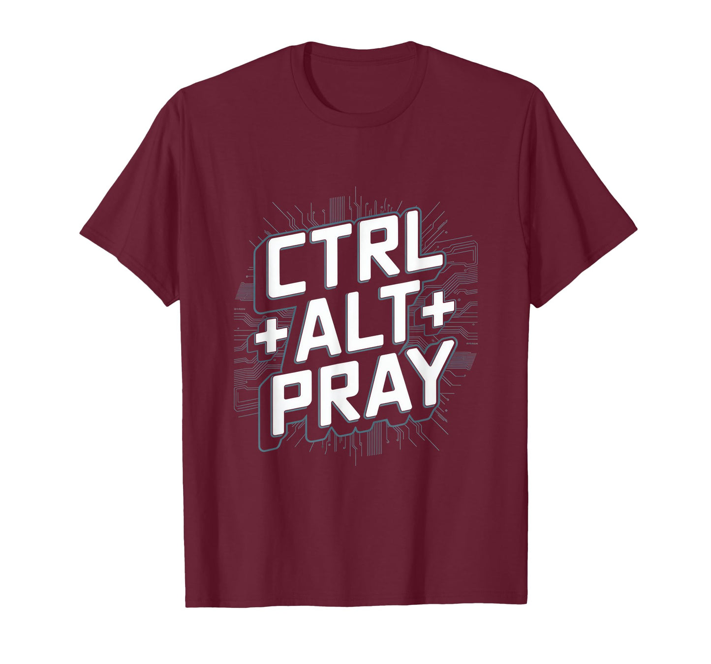 Christian Ctrl Alt Pray Tech Theme T-Shirt
