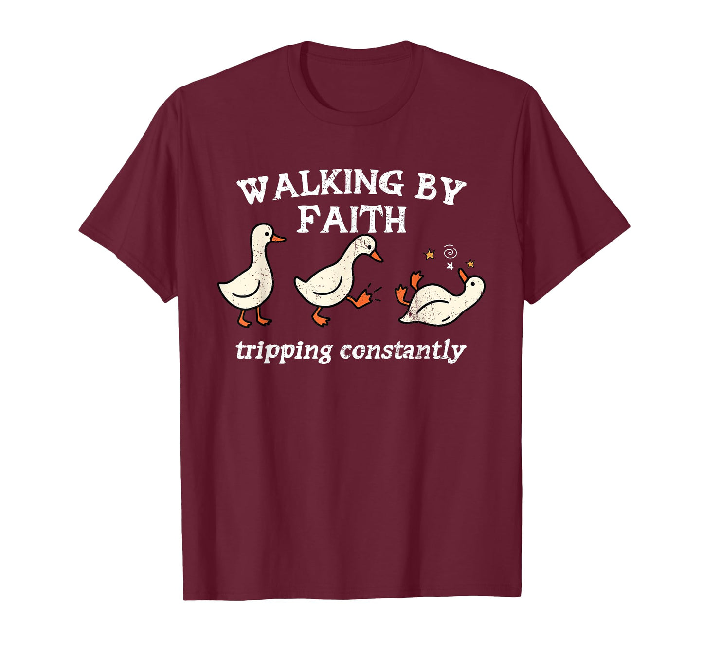 Walking by Faith Tripping Constantly Jesus Cross Christian T-Shirt