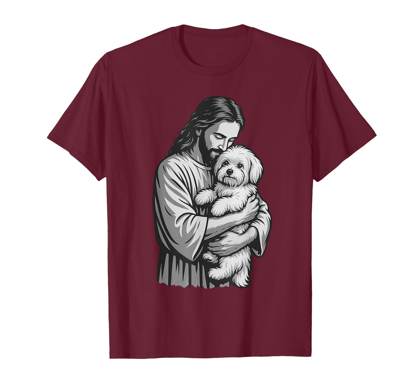 Maltese Dog And Jesus Christian Faith Dog Lover T-Shirt for Men Women Kids