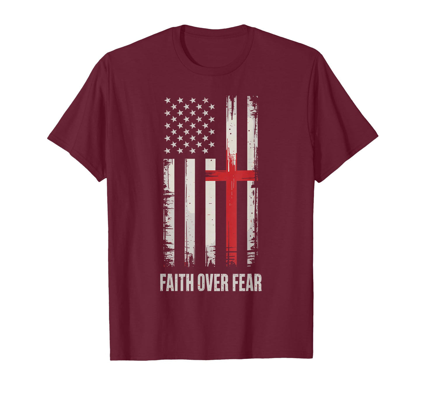 Faith Over Fear American Flag Cross T-Shirt