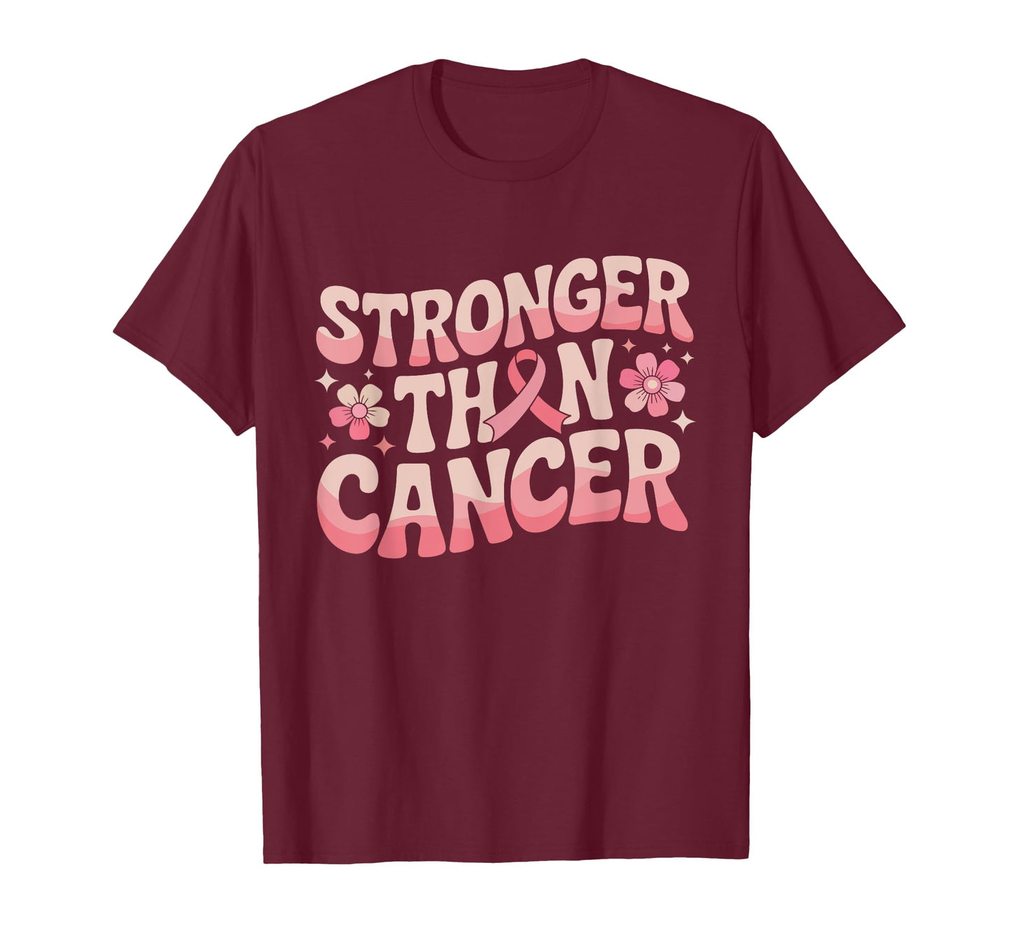 Stronger Than Cancer Pink Ribbon October Awareness Support T-Shirt