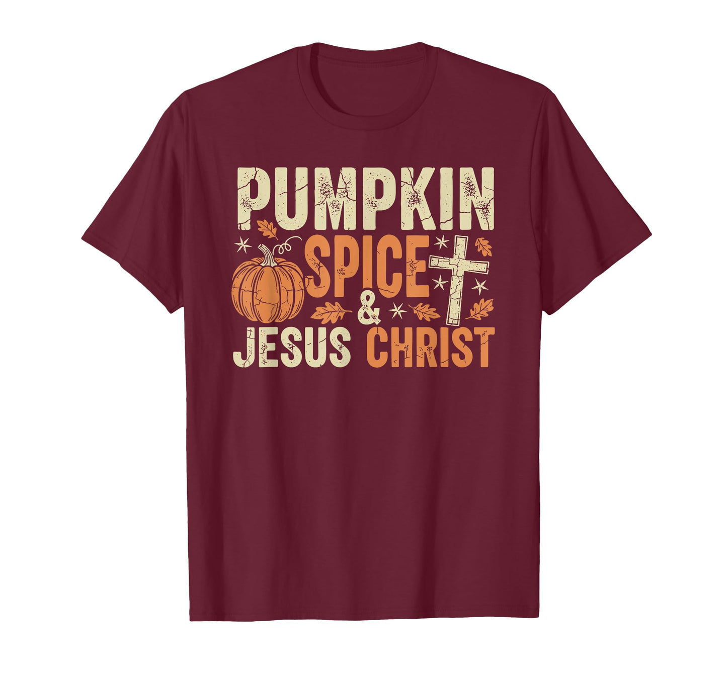 Pumpkin Spice and Jesus Christ Retro Fall Faith Design T-Shirt