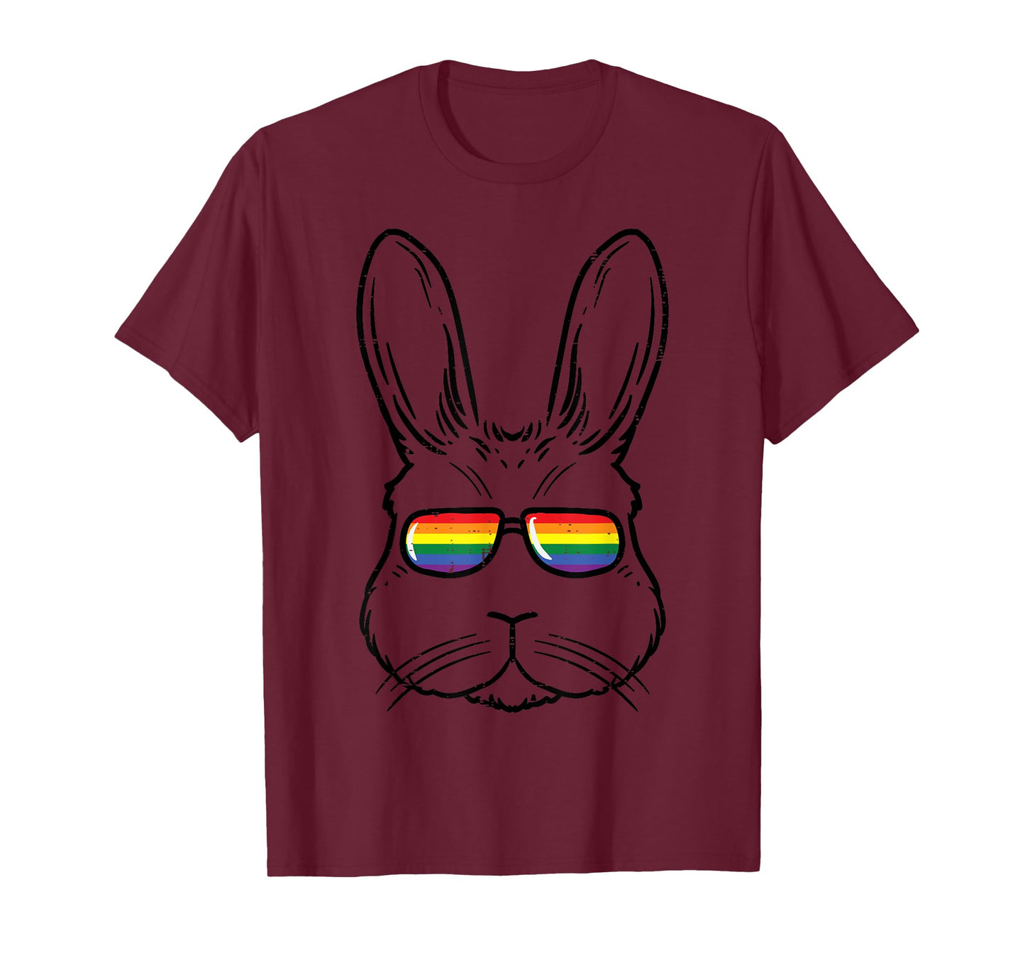 Easter Bunny With Glasses Rainbow Cool Gay Rabbit LGBTQ T-Shirt