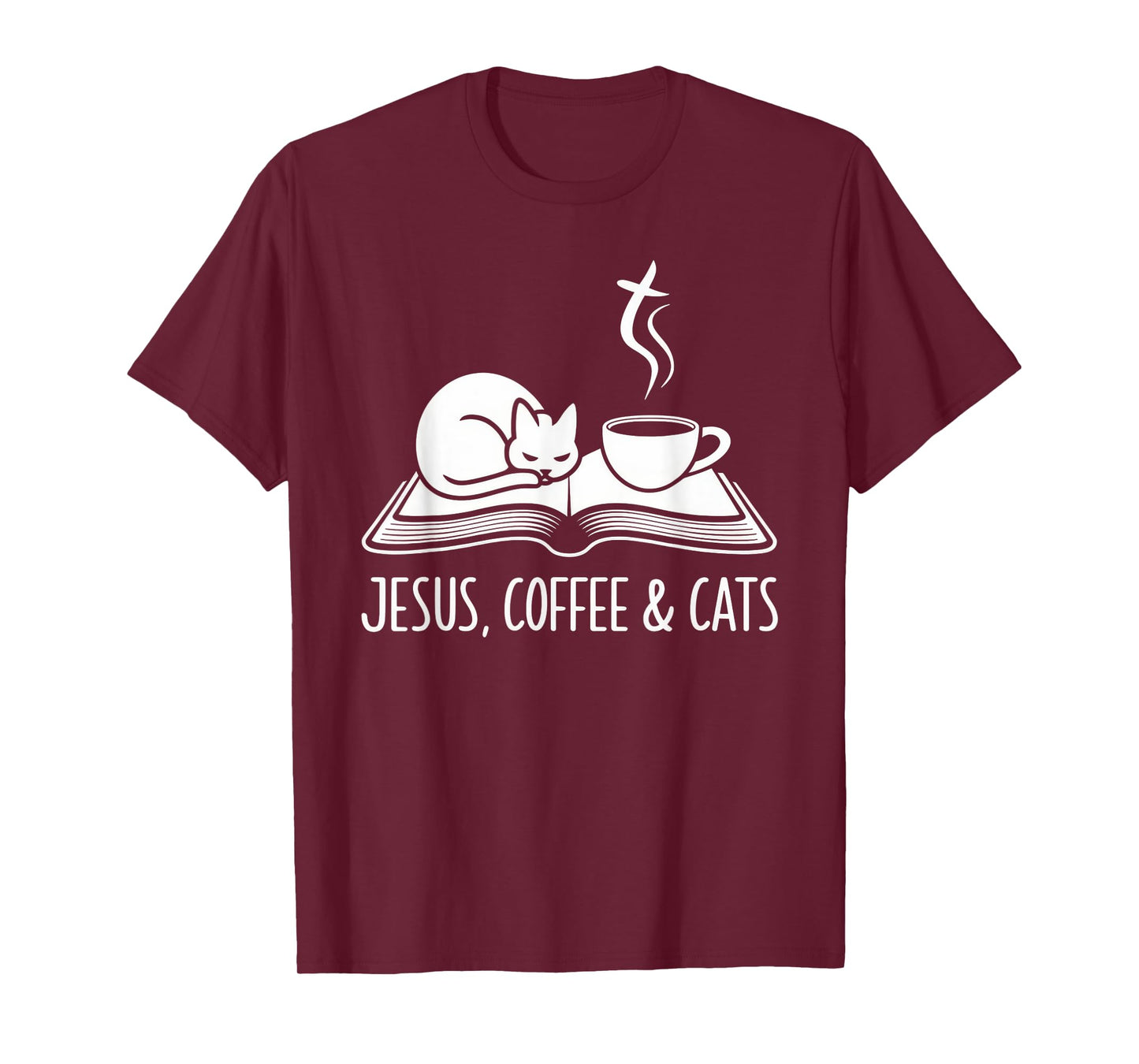 Jesus Coffee Cats Funny Cute Design Jesus Lovers Christian T-Shirt