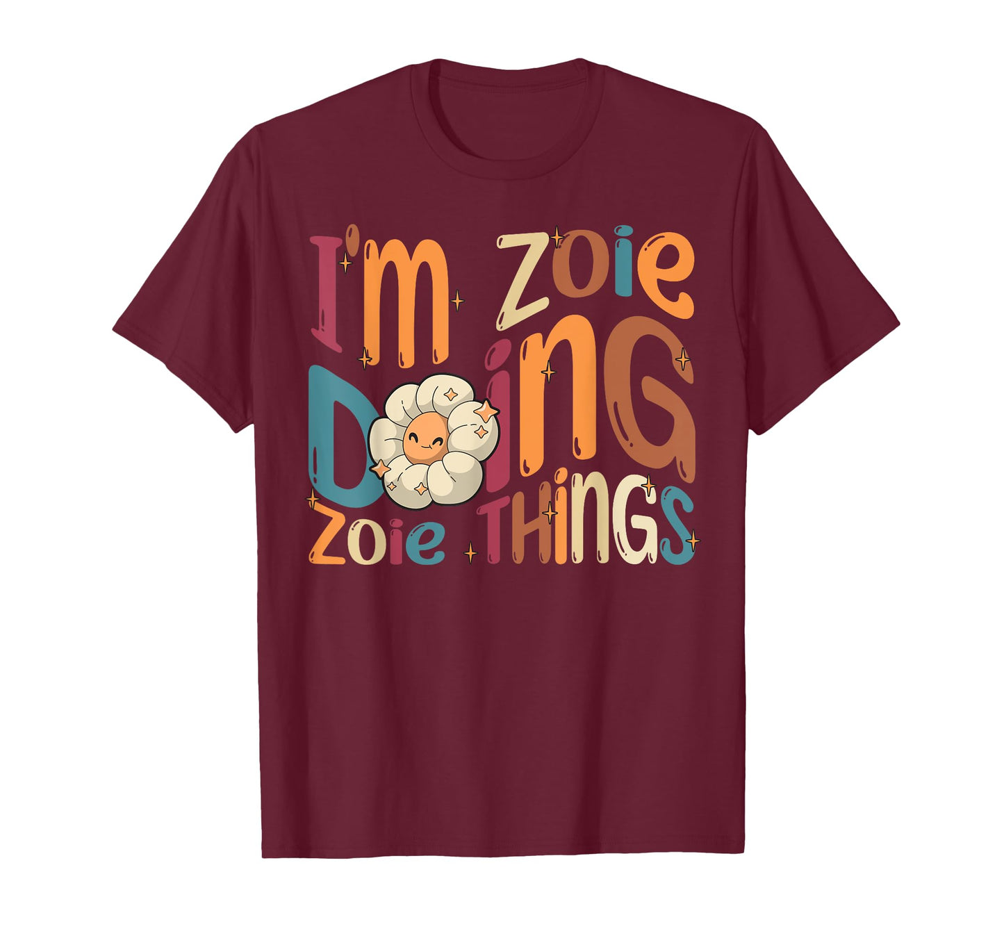 Zoie Happy Birthday I'm Zoie T-Shirt, Black, Women's, Small, Modern Cartoon T-Shirt, Short Sleeve, Round Neck, All Seasons