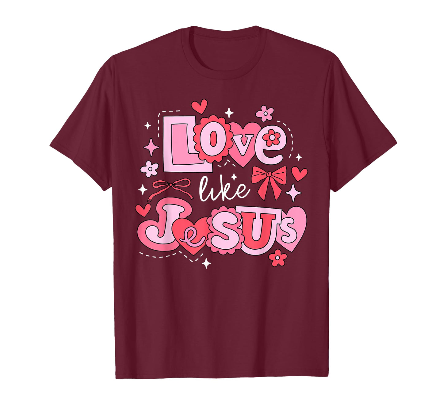 Love Like Jesus Faith Cross Heart Valentines Christian T-Shirt