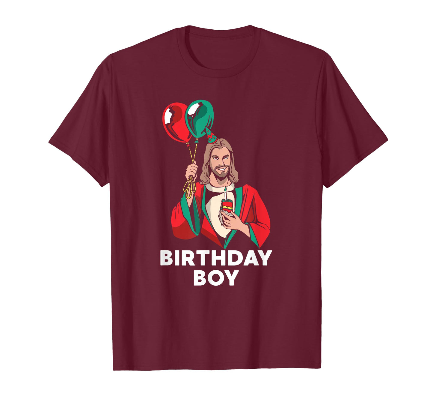 Birthday Boy Jesus Christ Santa Hat Christmas Christian T-Shirt