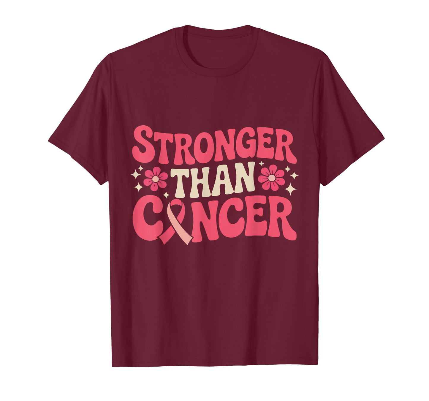 Stronger Than Cancer Pink Ribbon October Awareness Support T-Shirt