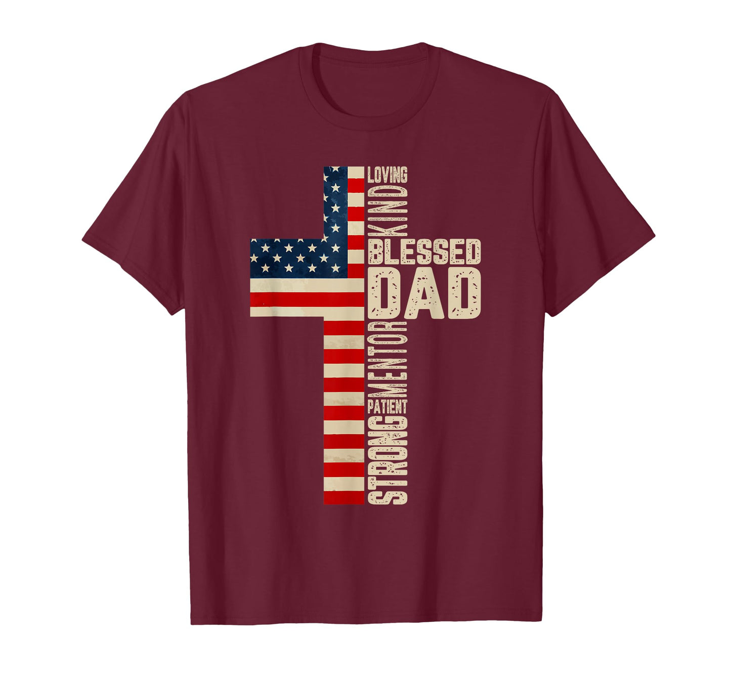 Blessed Dad Christian Gift from Daughter Son Jesus Patriotic T-Shirt