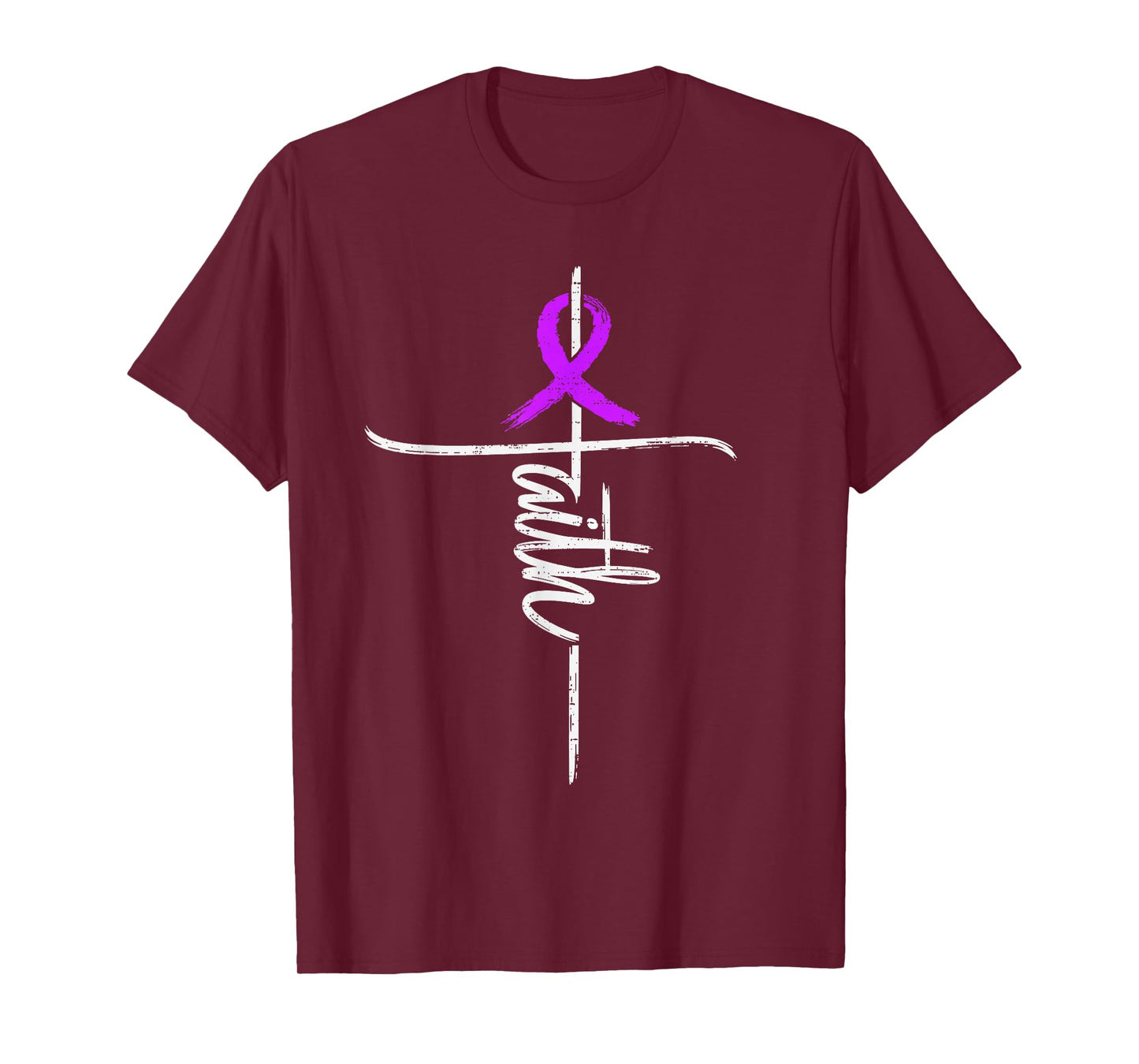 Faith Domestic Violence Awareness Christian Ribbon Purple T-Shirt