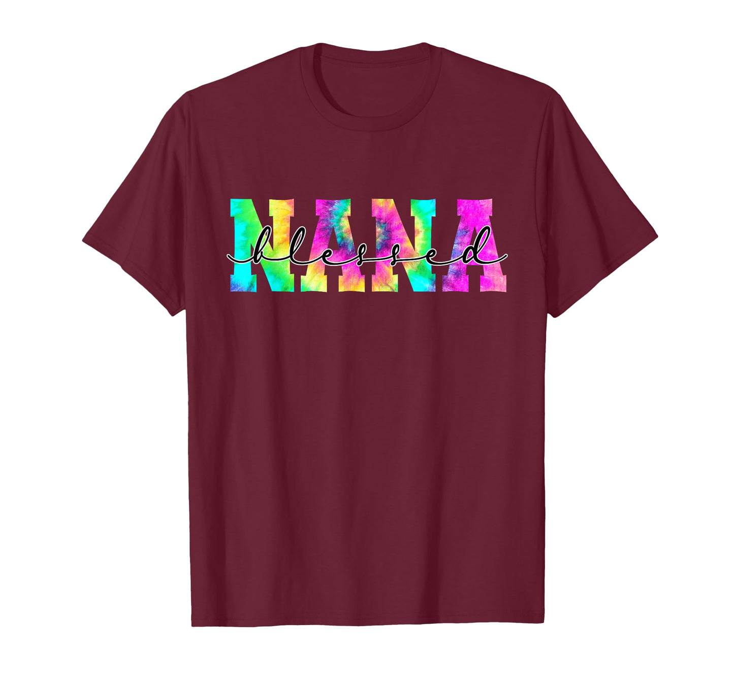 Thankful Blessed To Be Nana Tie Dye Thanksgiving Womens T-Shirt
