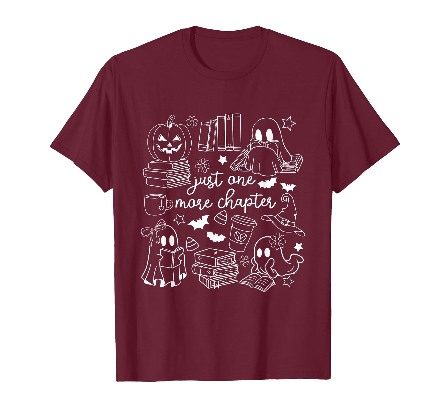 Just One More Chapter Ghost Books Halloween Spooky Season T-Shirt
