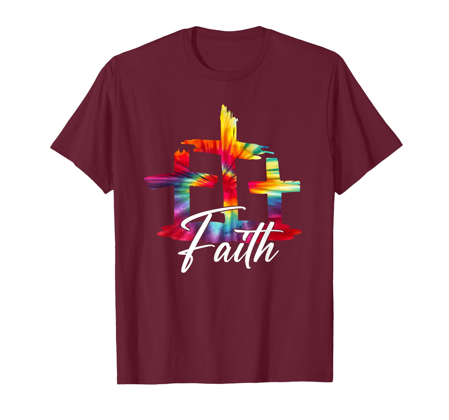 Faith Jesus Christian Cross Tie Dye Rainbow Religious Bible T-Shirt
