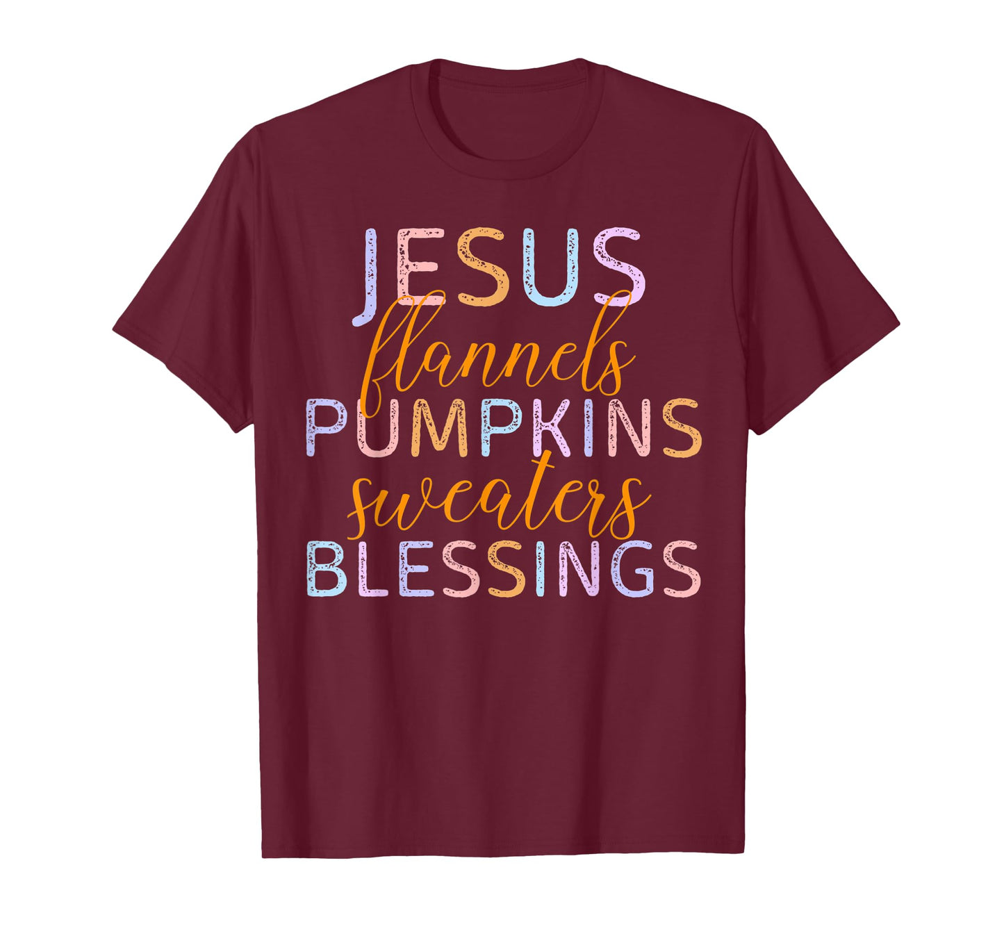 Jesus Flannels Pumpkins Sweaters Blessings Fall Season Faith T-Shirt