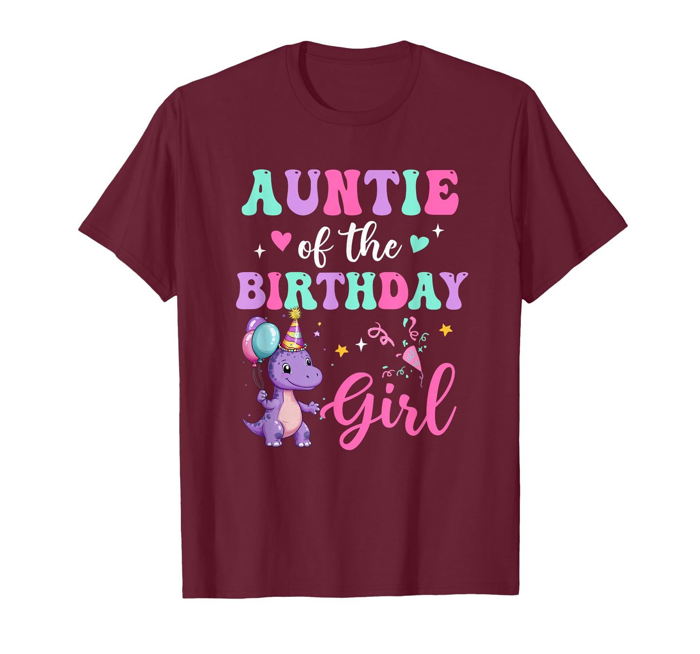 Auntie Of The Birthday For Girl Dinosaur T-Rex Party Family T-Shirt
