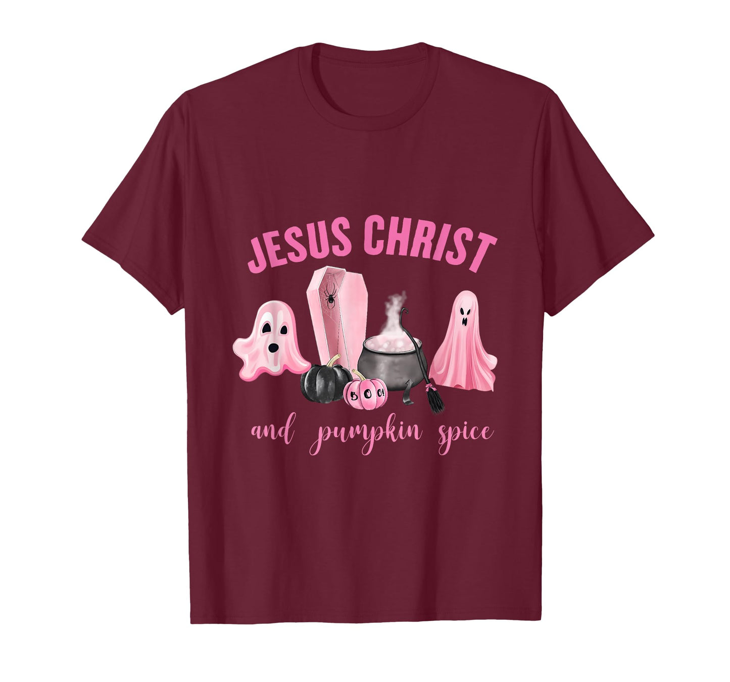 Jesus Christ & Pumpkin Spice Pink Fall Faith-Based Pumpkin T-Shirt