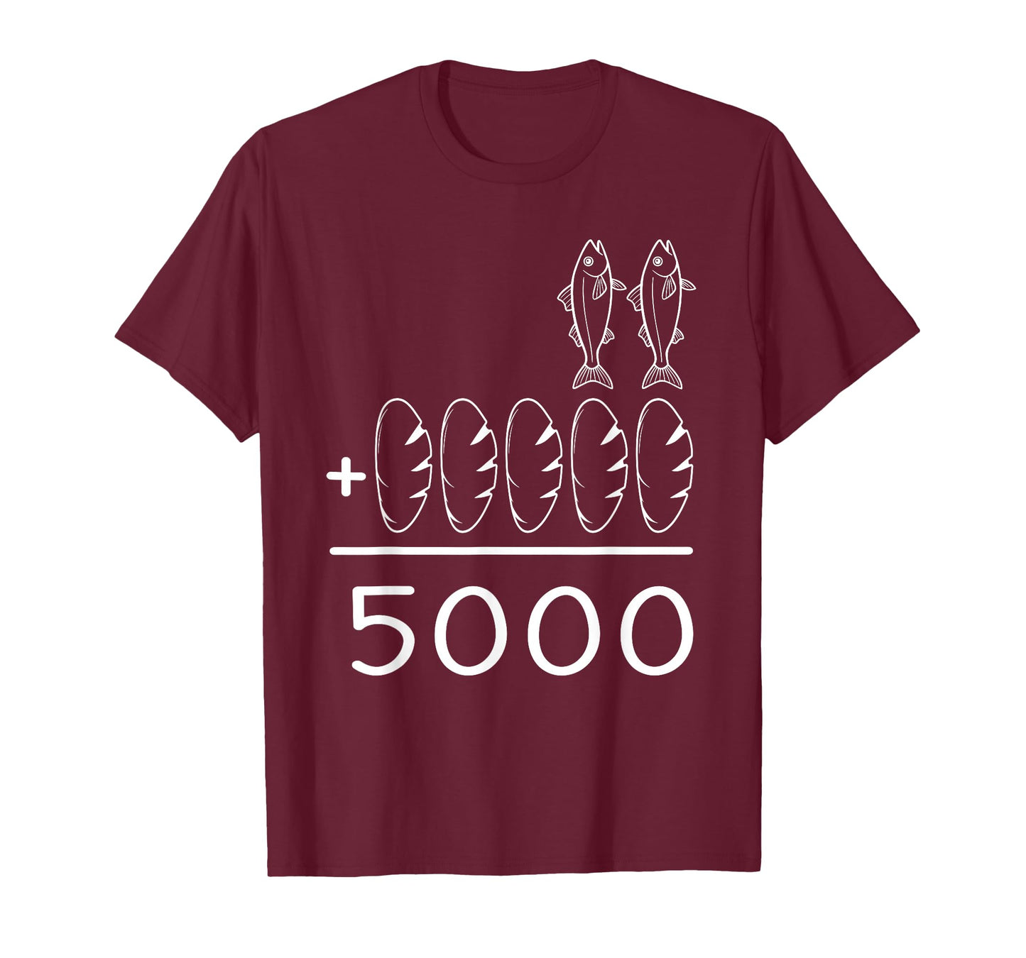 2 Fishes 5 Breads Jesus Feeds The 5000 Christian Bible Verse T-Shirt