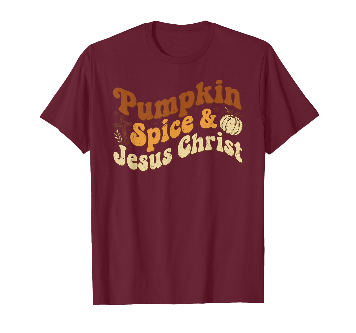 Pumpkin Spice and Jesus Christ Curved Rustic Autumn Faith T-Shirt