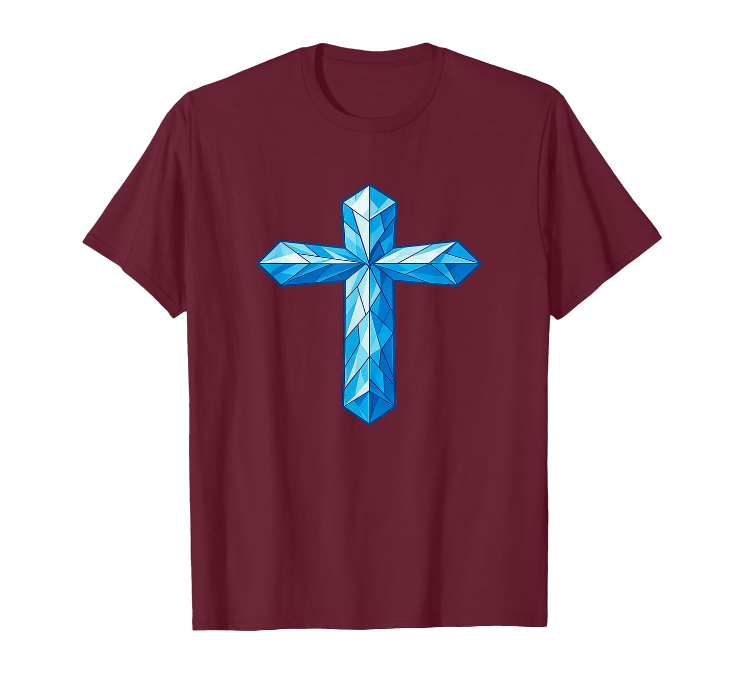 Blue Sacred Geometry Spiritual Cross Artwork T-Shirt