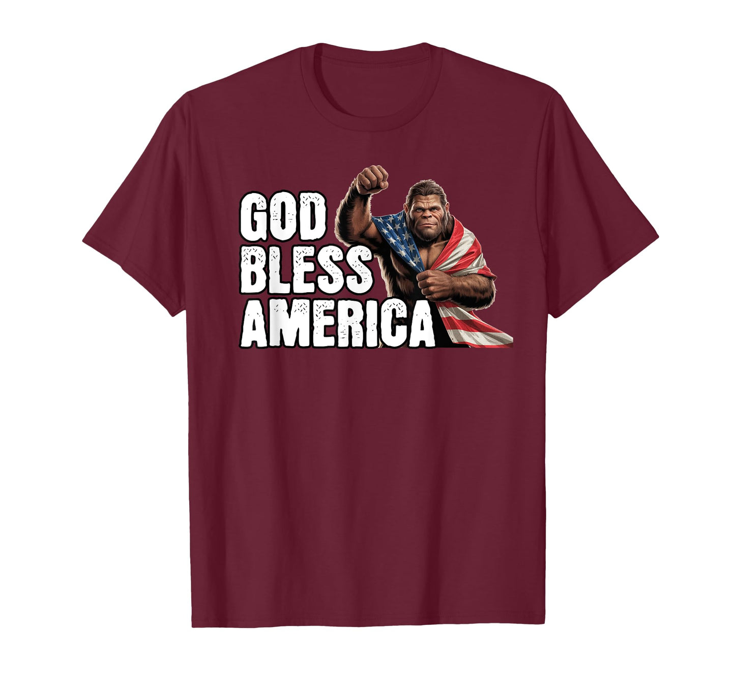 Patriotic Bigfoot God Bless America, Sasquatch American Flag T-Shirt