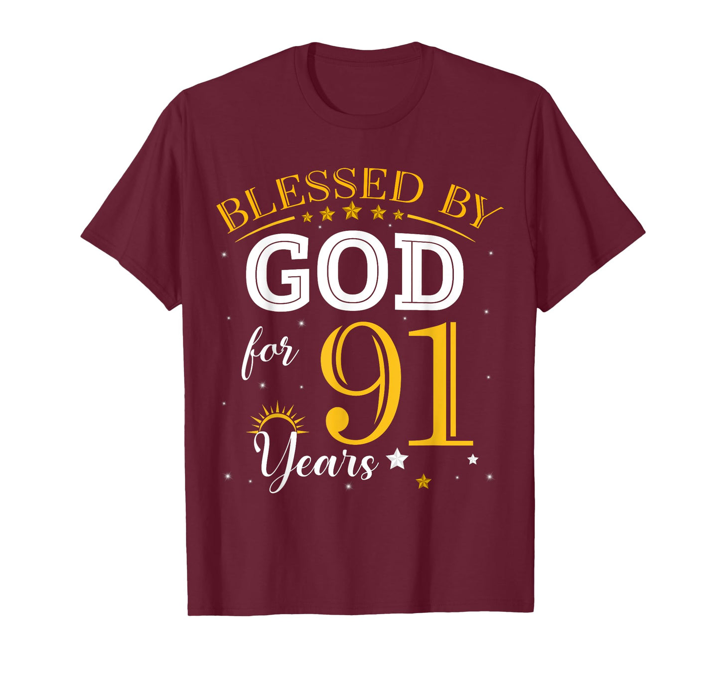Vintage Blessed by God For 91 Years Old 91st Birthday Girl T-Shirt