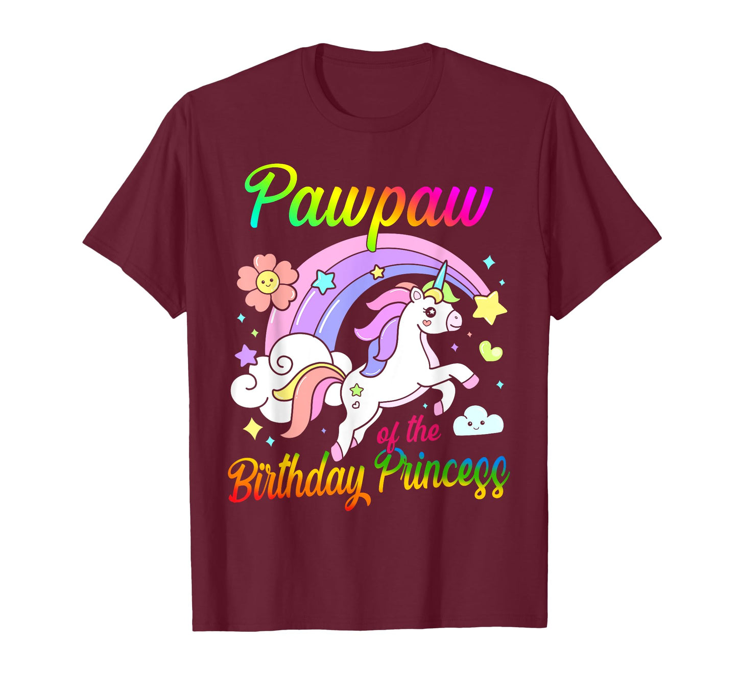 Pawpaw Of The Birthday Princess Unicorn Matching Family T-Shirt