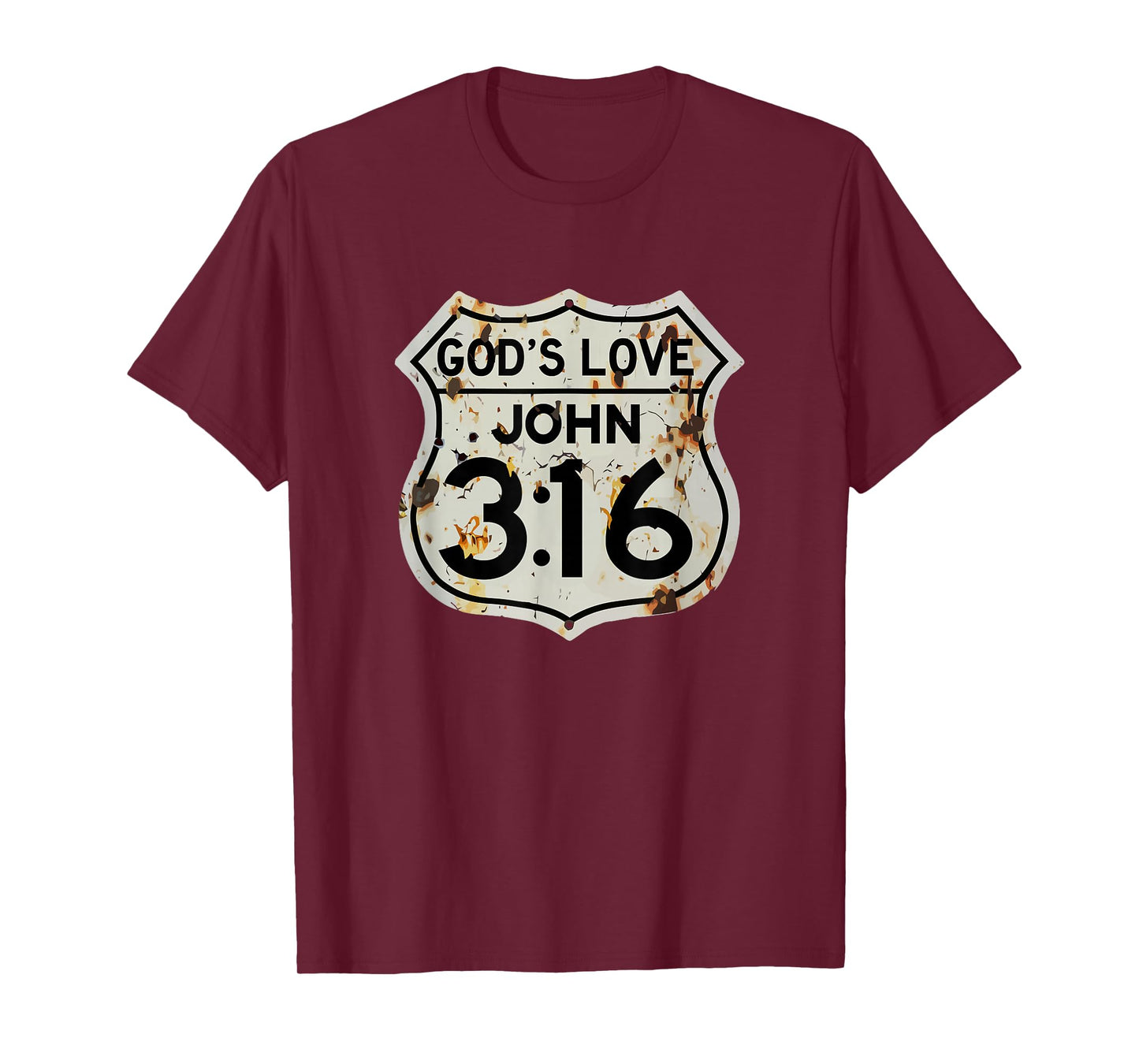 John 3:16 Vintage USA Highway Sign Bible Verse Inspired T-Shirt