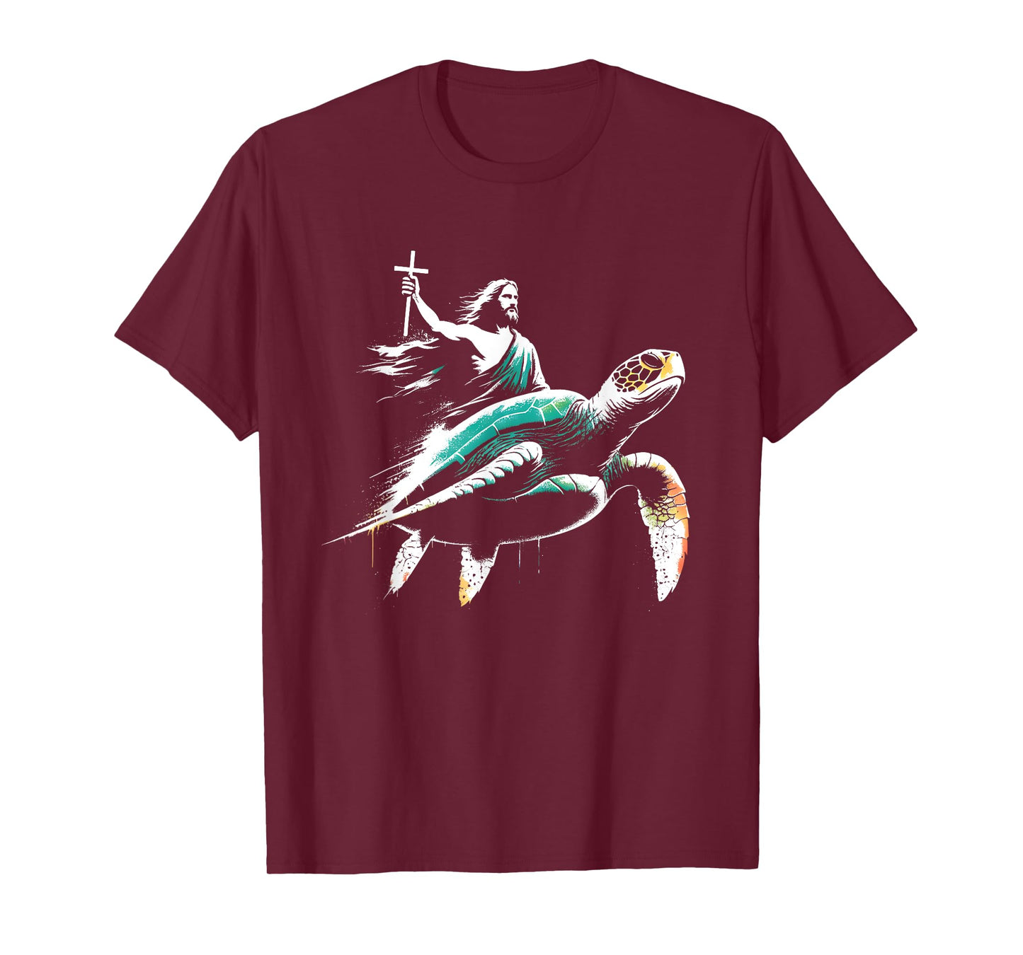 Jesus Riding Sea Turtle - Funny Christian Turtle Lover T-Shirt