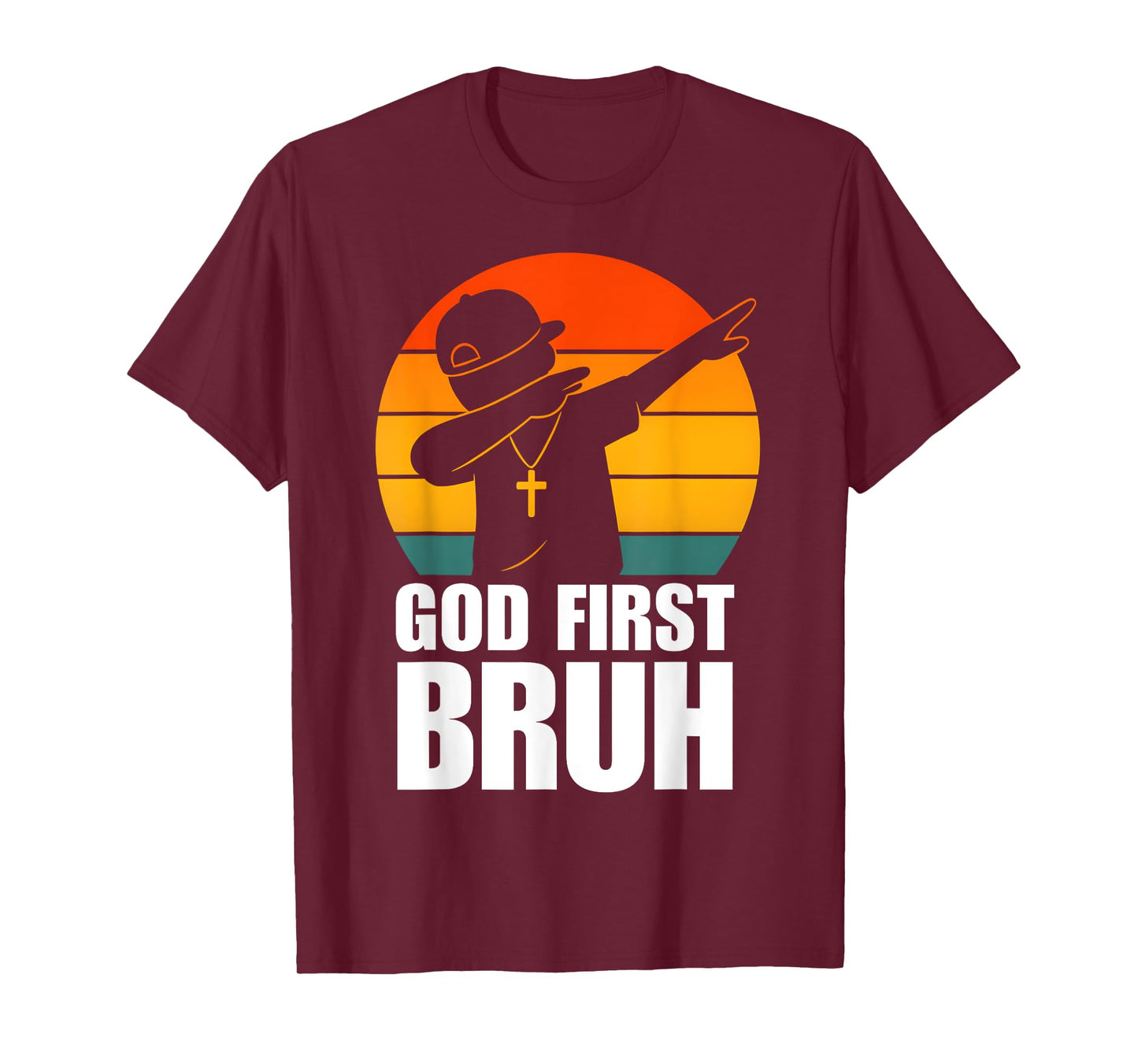 God First Bruh Dabbing Boy Christian Retro Kids Boys Saying T-Shirt