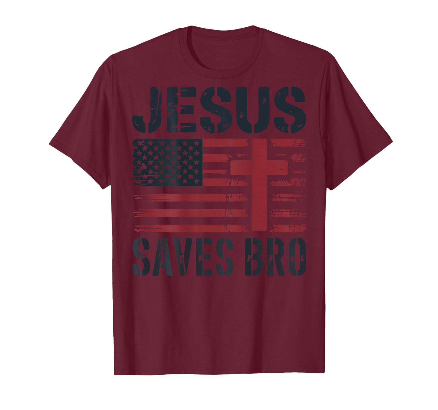 Jesus Save Bro American Flag Christian Patriotic Cross Faith T-Shirt