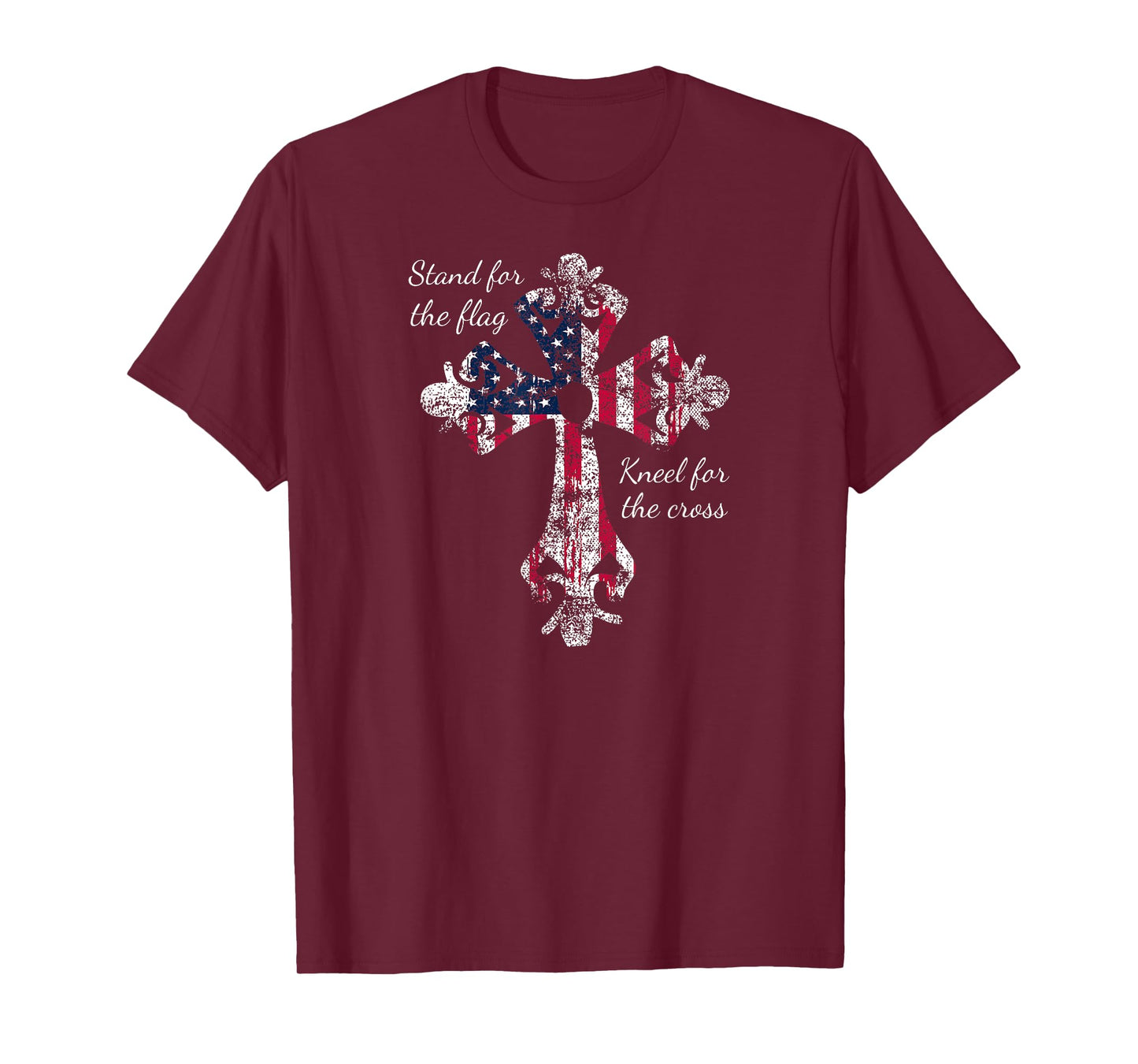 Stand for the Flag Kneel for the Cross Proud Patriotic USA T-Shirt for Women Kids Men