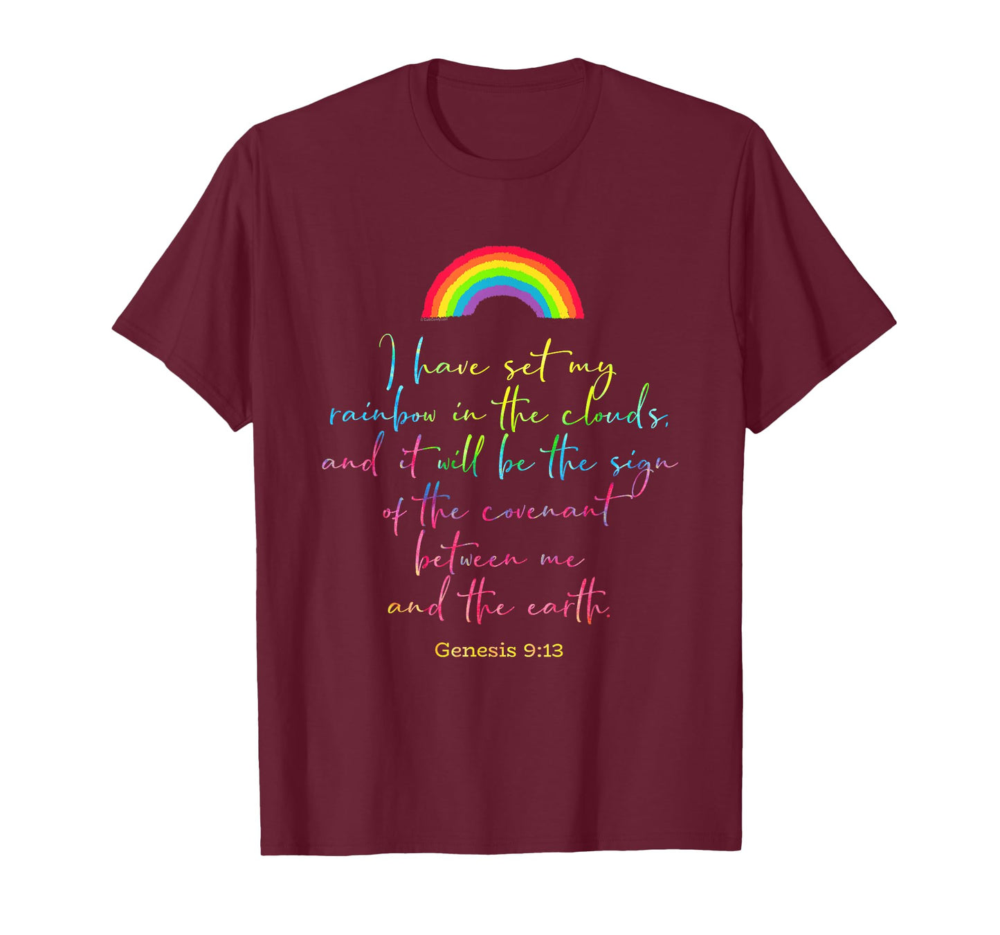 God's Rainbow Genesis 9 Christian Bible Verse Womens Gift T-Shirt