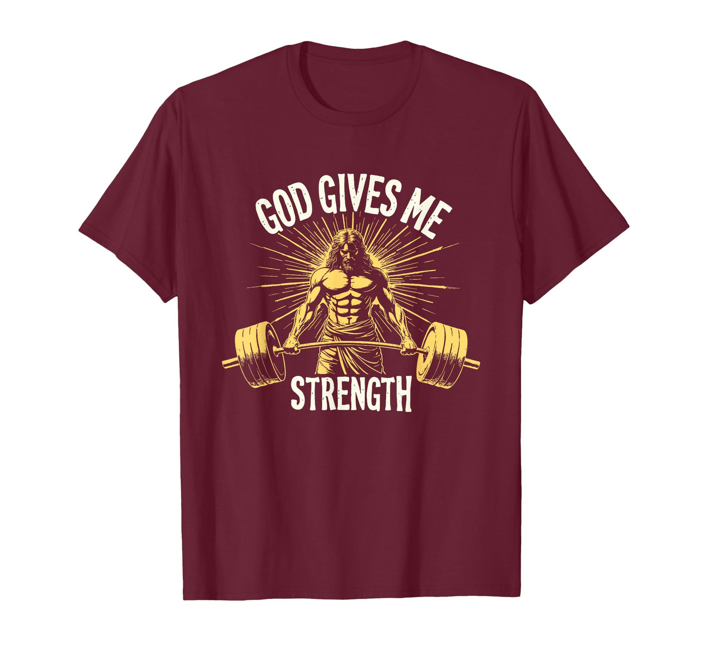 God Gives Me Strength Christian Jesus Workout Weightlifting T-Shirt
