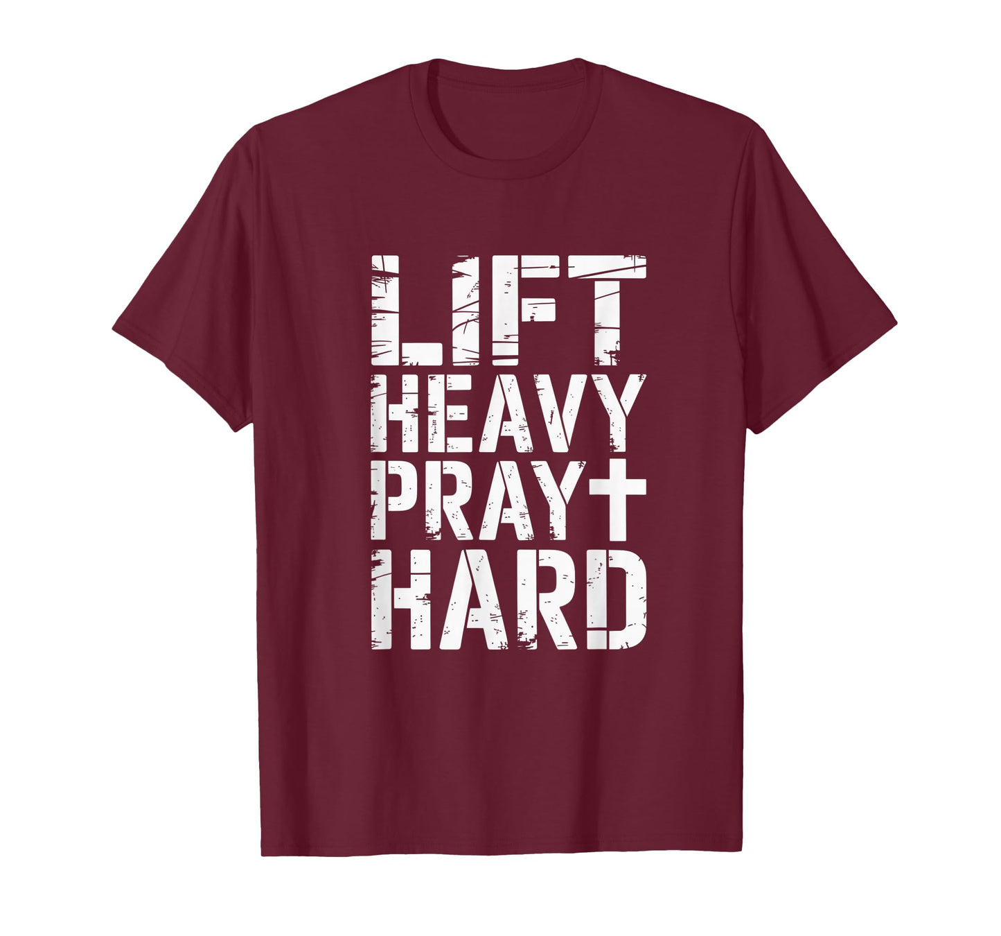 ft Heavy Pray Hard Christian Faith and Fitness Design T-Shirt