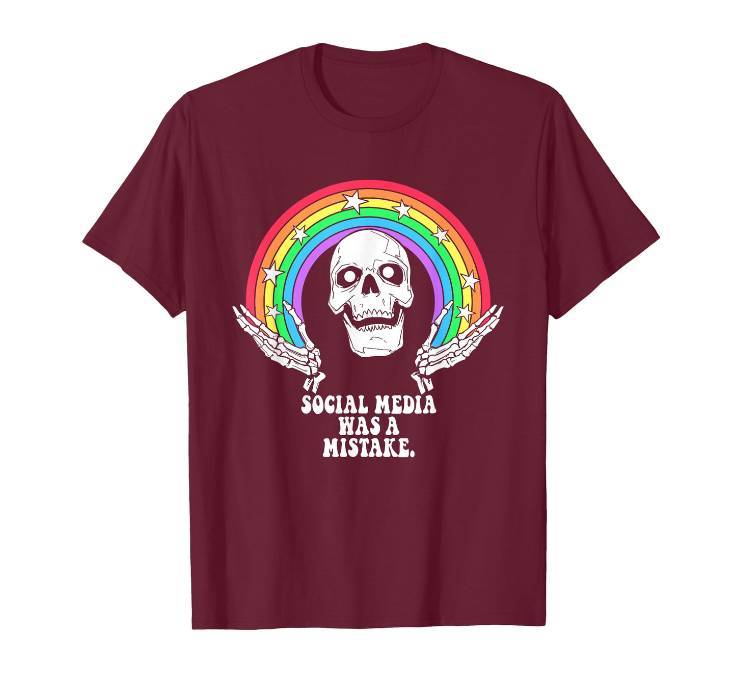 Social Media Was A Mistake Skeleton Design T-Shirt