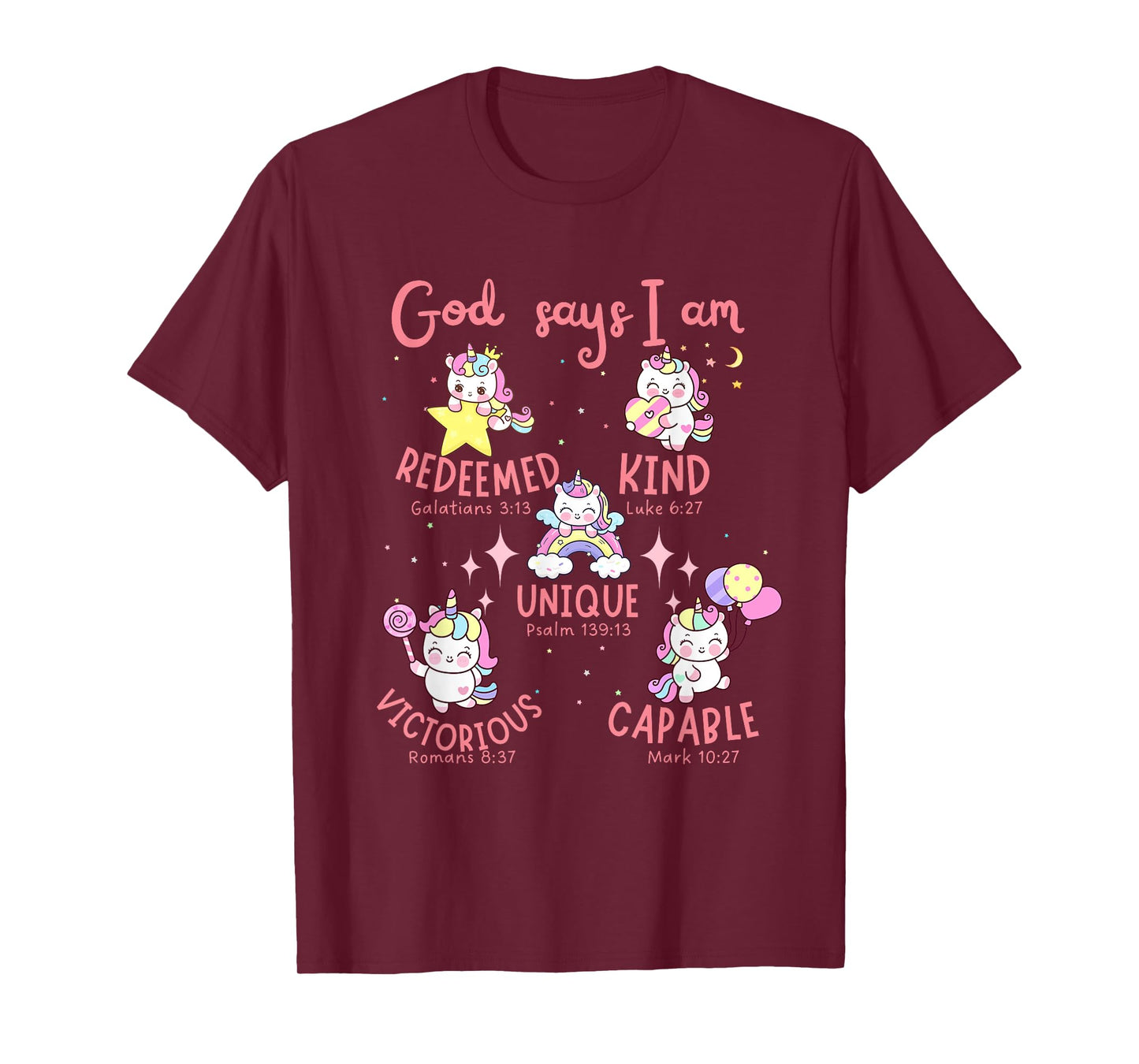 God says I am Unicorn Cute Christian Kids T-Shirt