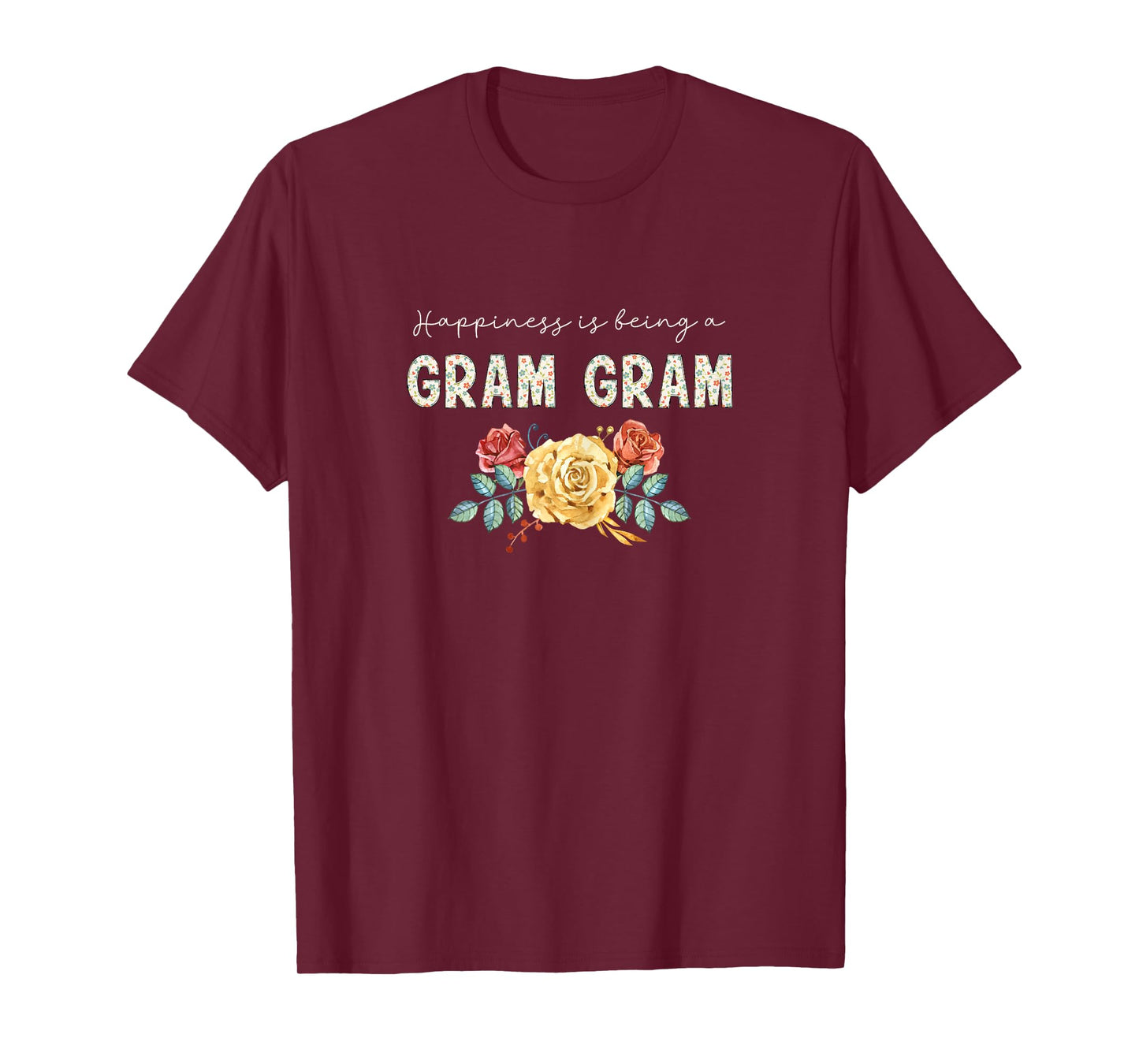 Happiness Is Being Gram-Gram Floral Flower Grandma GramGram T-Shirt