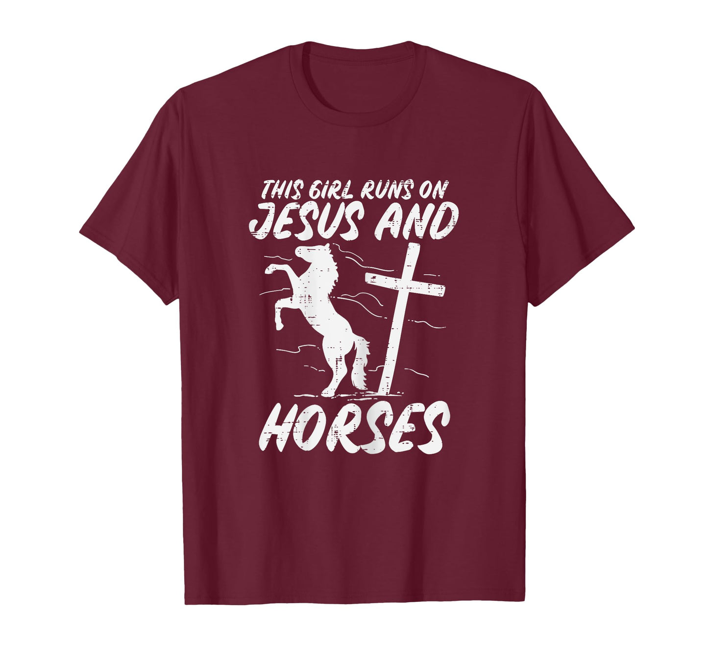 Girl Runs On Jesus And Horses God Christian Girls Women T-Shirt