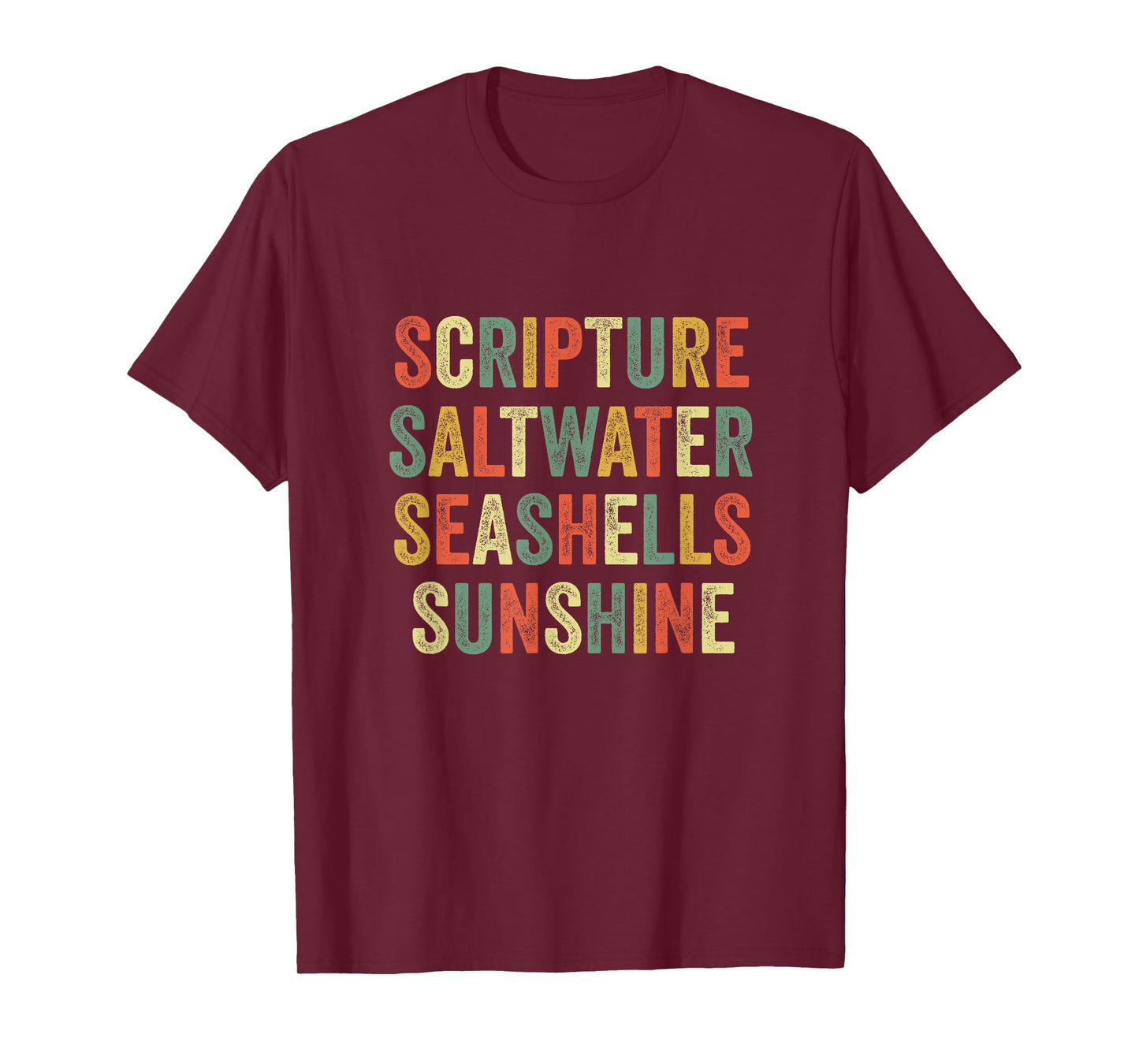 Scripture Saltwater Seashells Sunshine Christian Trip Faith T-Shirt