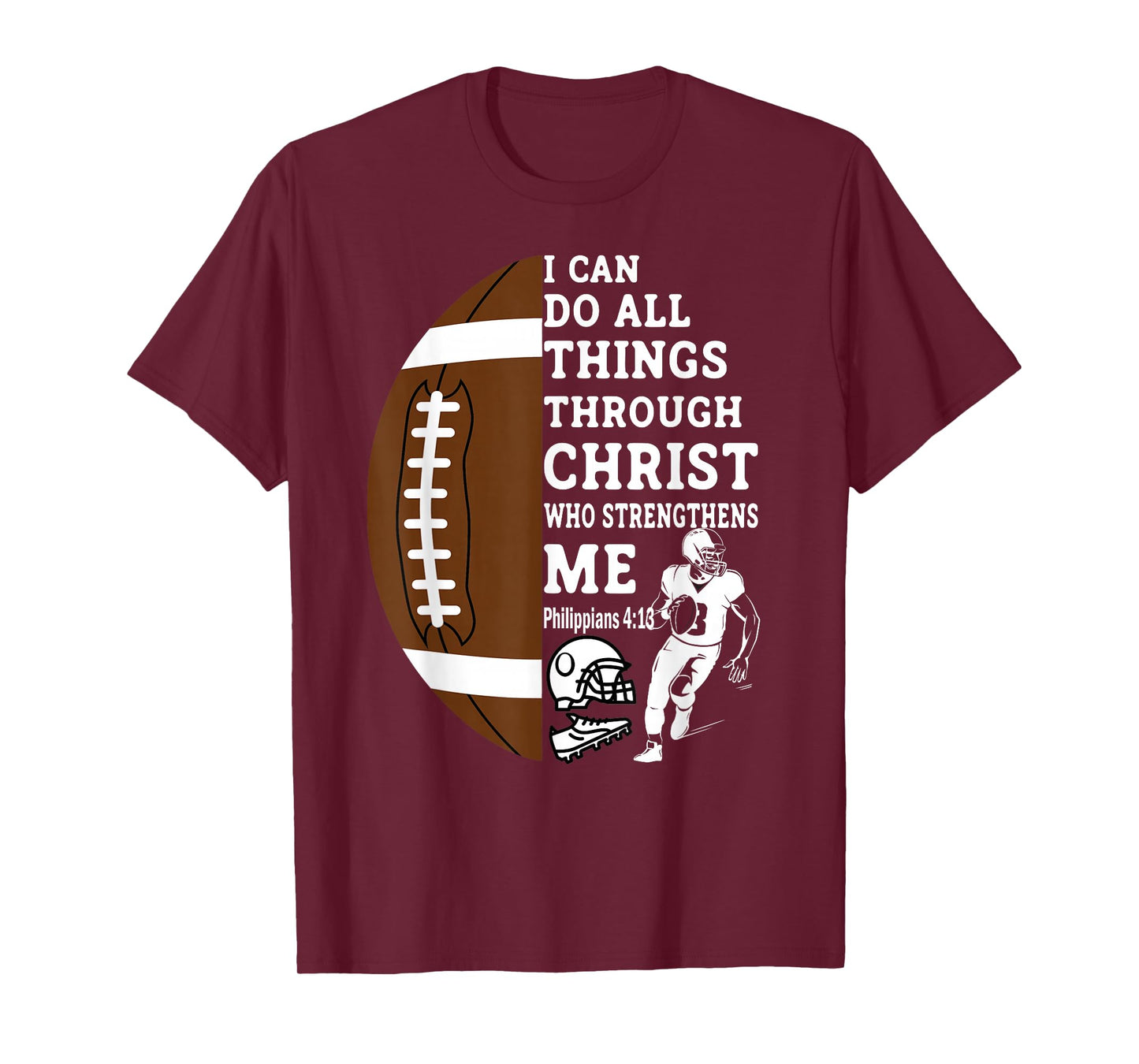 Motivational Bible Verse Christian Gifts Football T-Shirt