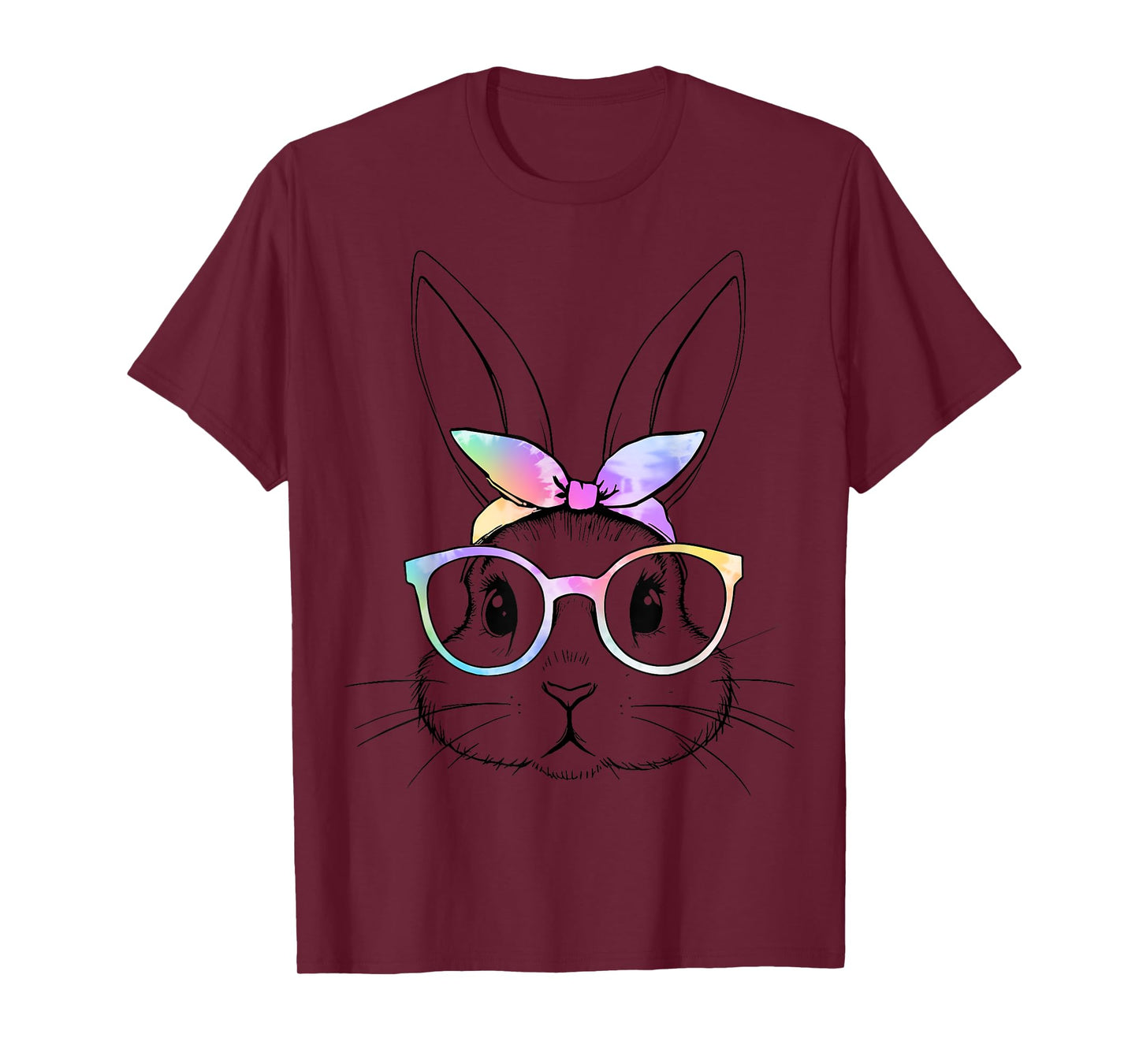 Cute bunny rabbit tie dye glasses bandana easter girls women T-Shirt
