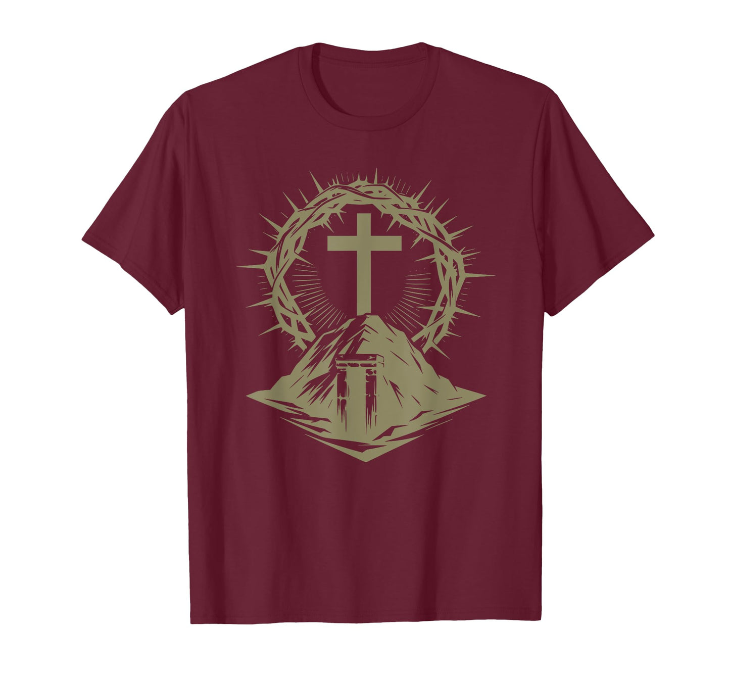 Cross Crown of Thorns Tomb Christian Jesus Easter Church T-Shirt
