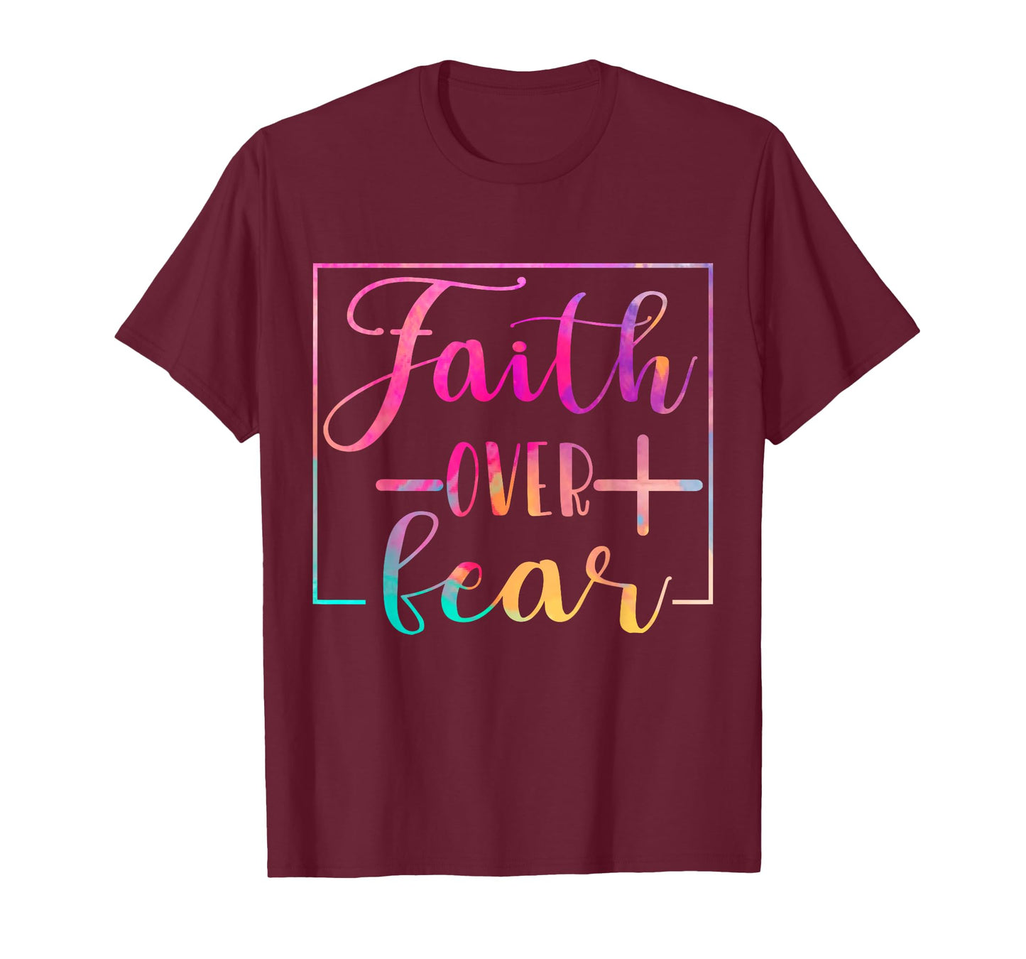Religious Jesus Christian Faith Believe Over Fear Water Colo T-Shirt