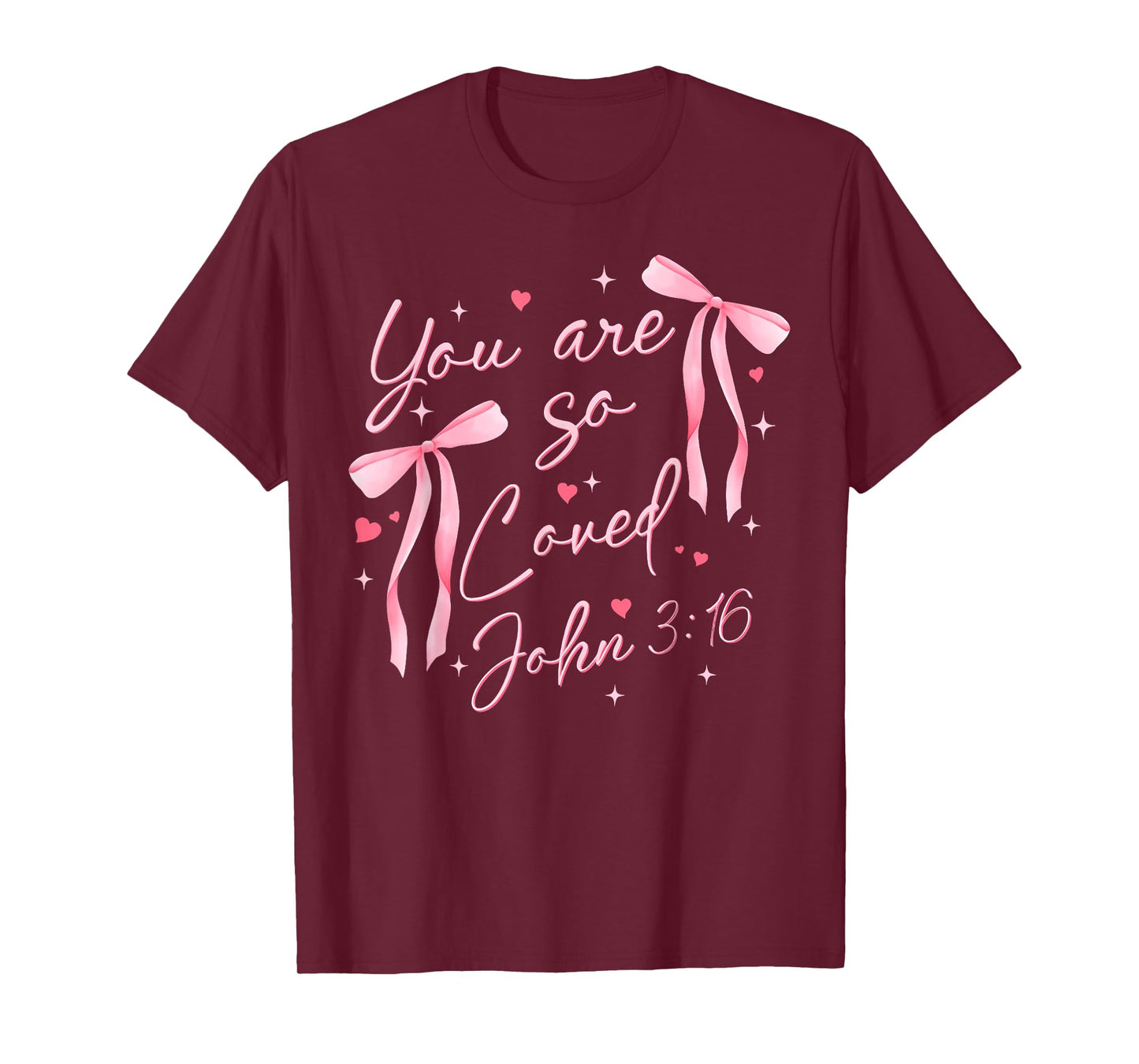 You Are Loved Boho Valentine Coquette Bow Jesus Christian T-Shirt