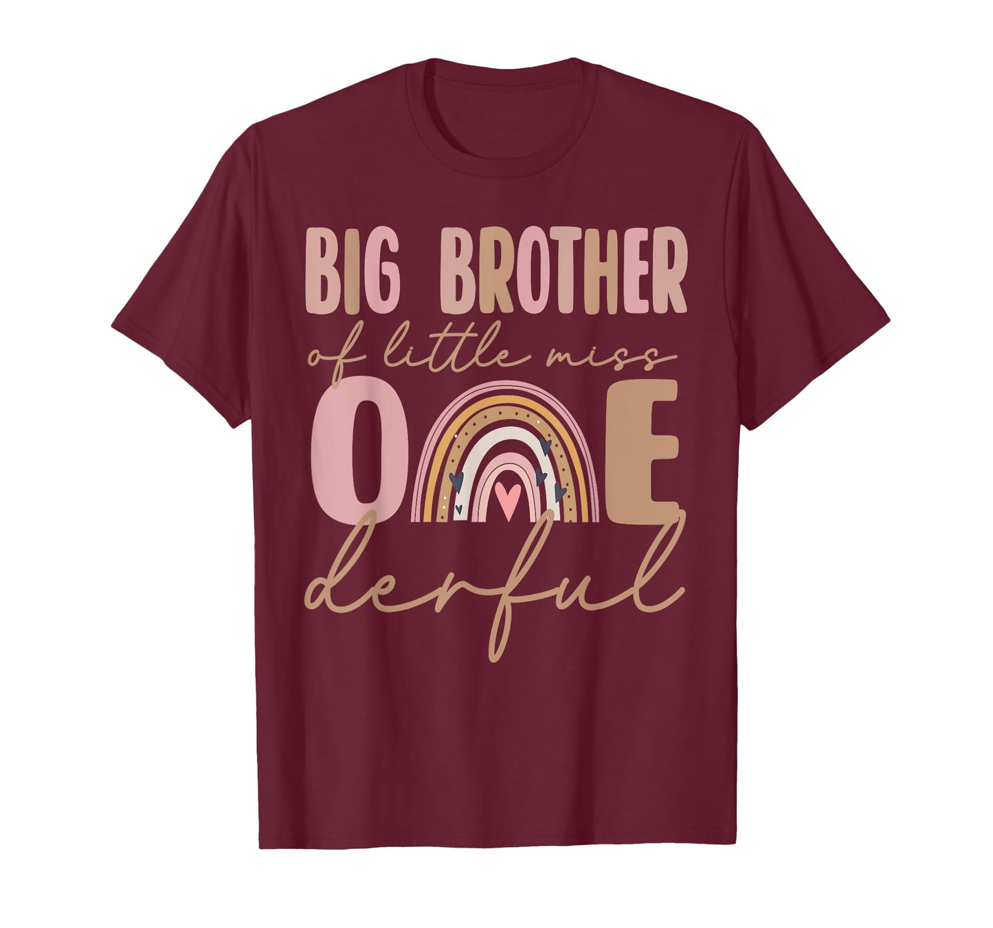 Big Brother of Little Miss Onederful Birthday Boho Rainbow T-Shirt