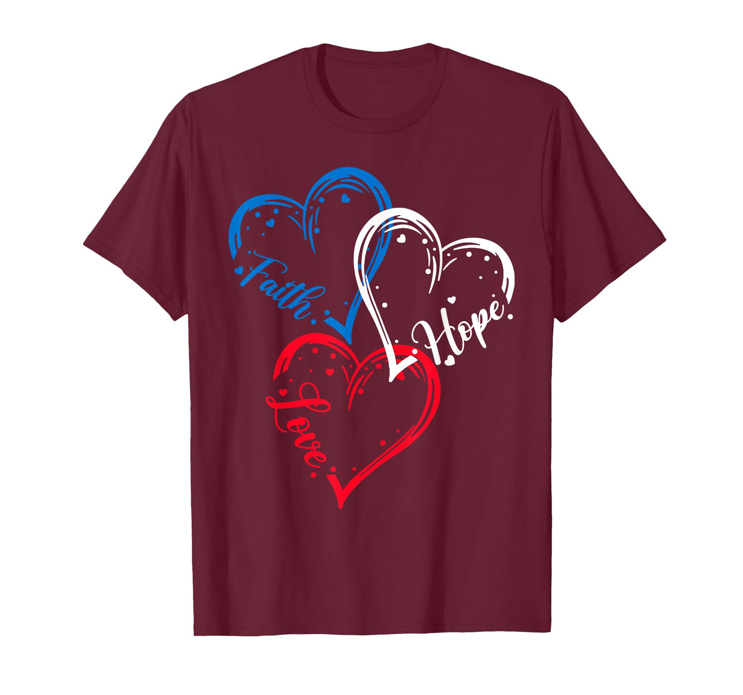 Faith Hope Love Heart Jesus Christians Patriotic 4th Of July T-Shirt