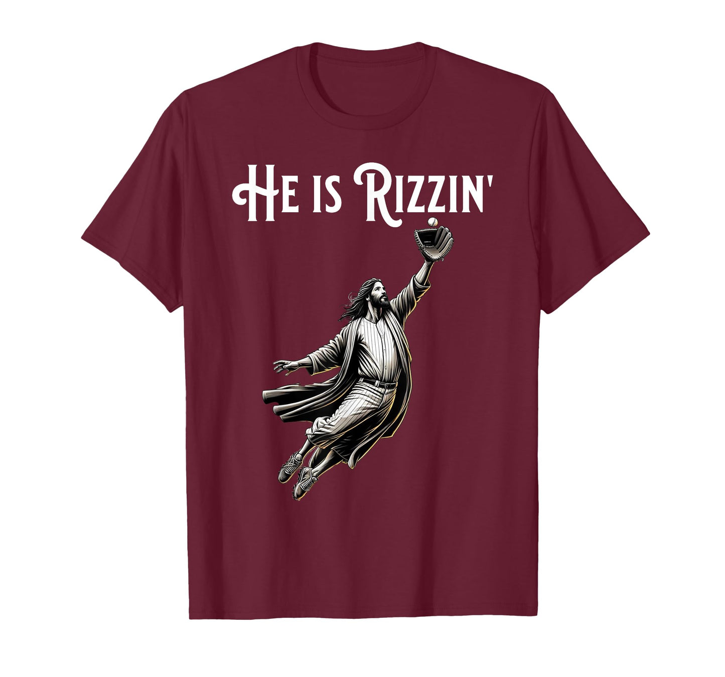 Funny Sports Rizz He is Rizzin Jesus Playing Baseball T-Shirt