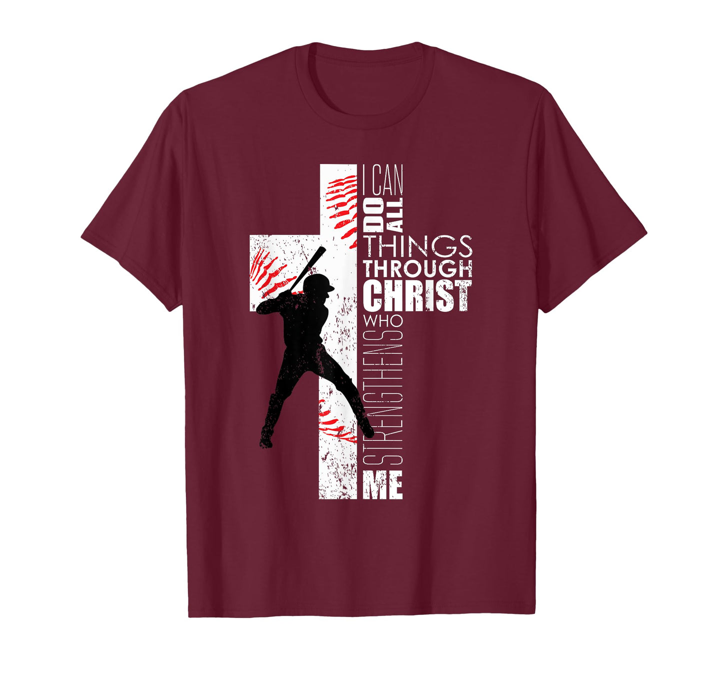 Christian Cross Baseball I Can Do All Things Through Christ T-Shirt
